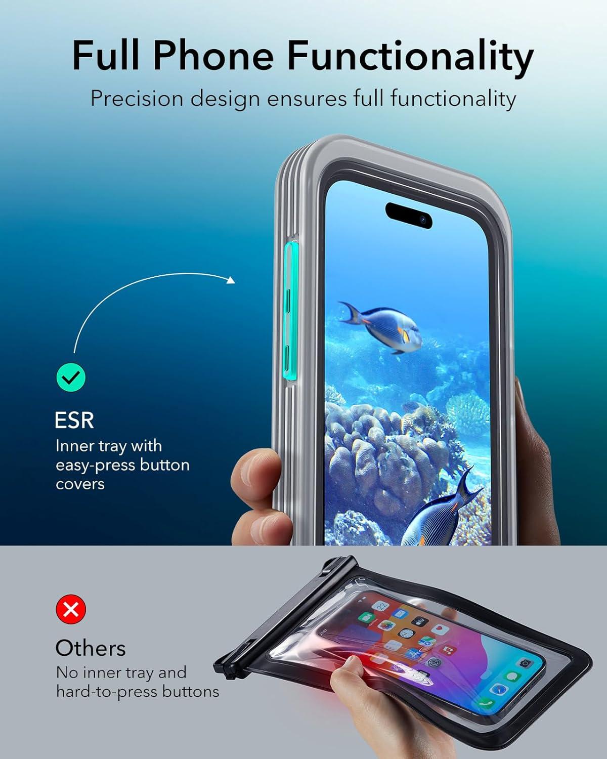 imageESR Waterproof Phone Pouch for iPhone 1314 15 Underwater Touch Sensitivity IPX8 Floating Waterproof Cellphone Case with Lanyard Dry Bag for Snorkeling BlackTitanium