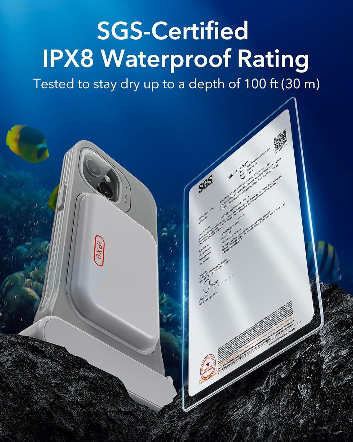imageESR Waterproof Phone Pouch for iPhone 1314 15 Underwater Touch Sensitivity IPX8 Floating Waterproof Cellphone Case with Lanyard Dry Bag for Snorkeling BlackBlack Titanium