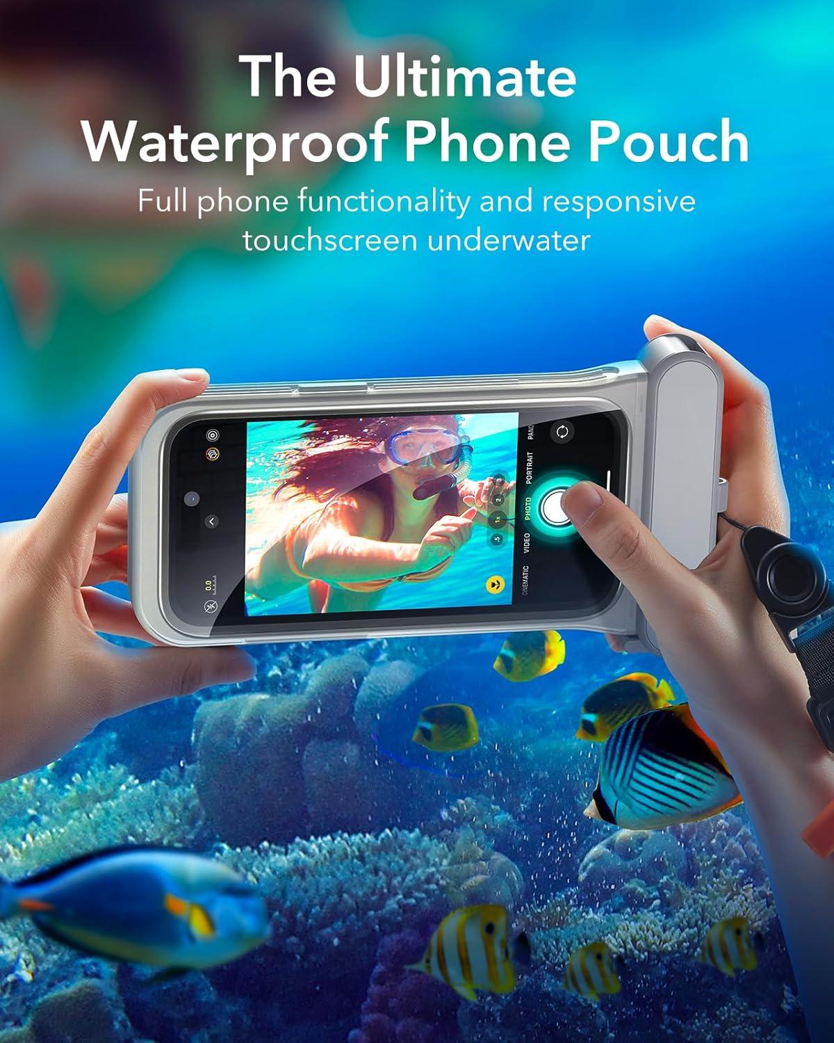 imageESR Waterproof Phone Pouch for iPhone 1314 15 Underwater Touch Sensitivity IPX8 Floating Waterproof Cellphone Case with Lanyard Dry Bag for Snorkeling BlackTitanium