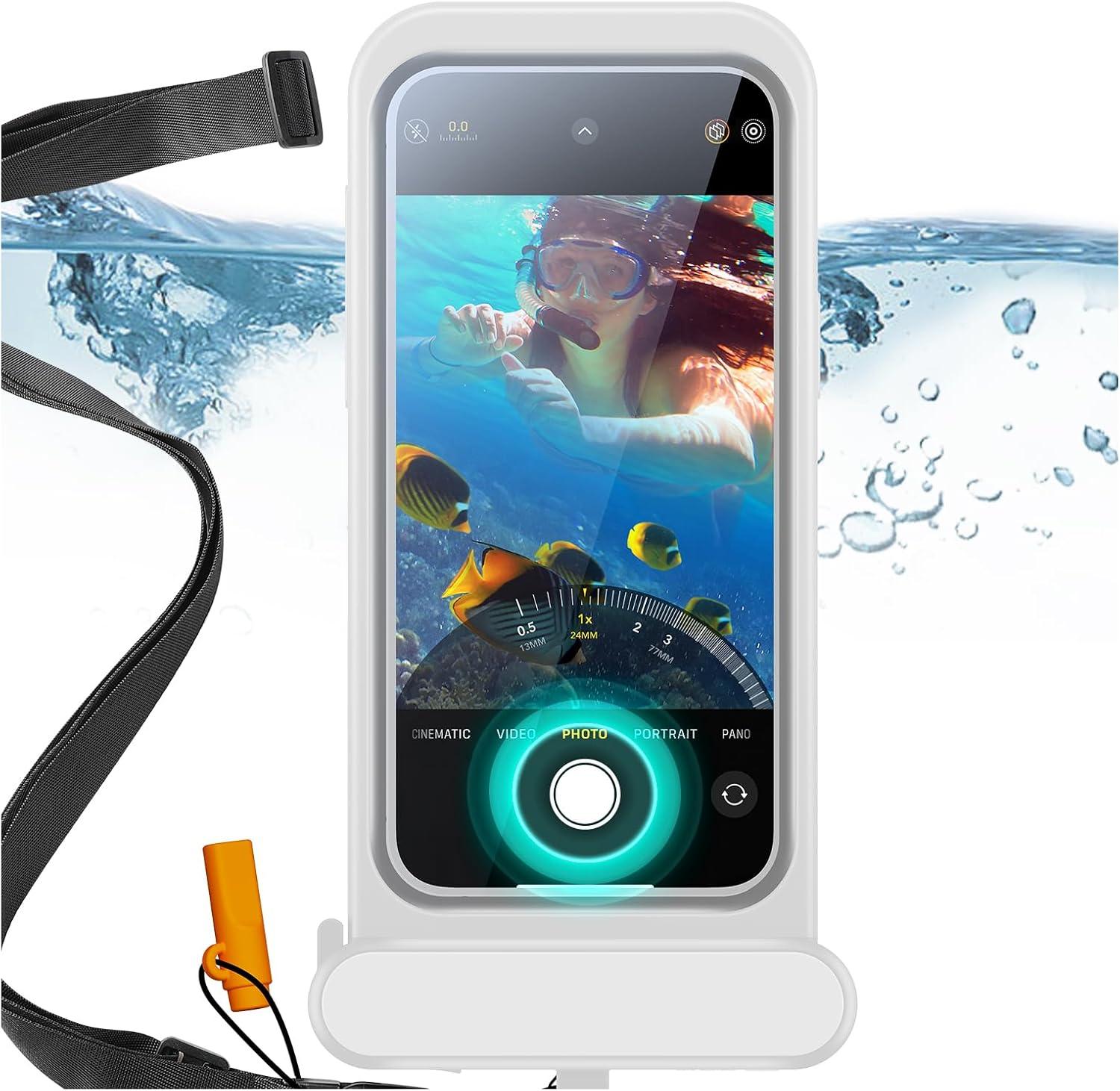 imageESR Waterproof Phone Pouch for iPhone 1314 15 Underwater Touch Sensitivity IPX8 Floating Waterproof Cellphone Case with Lanyard Dry Bag for Snorkeling BlackClear