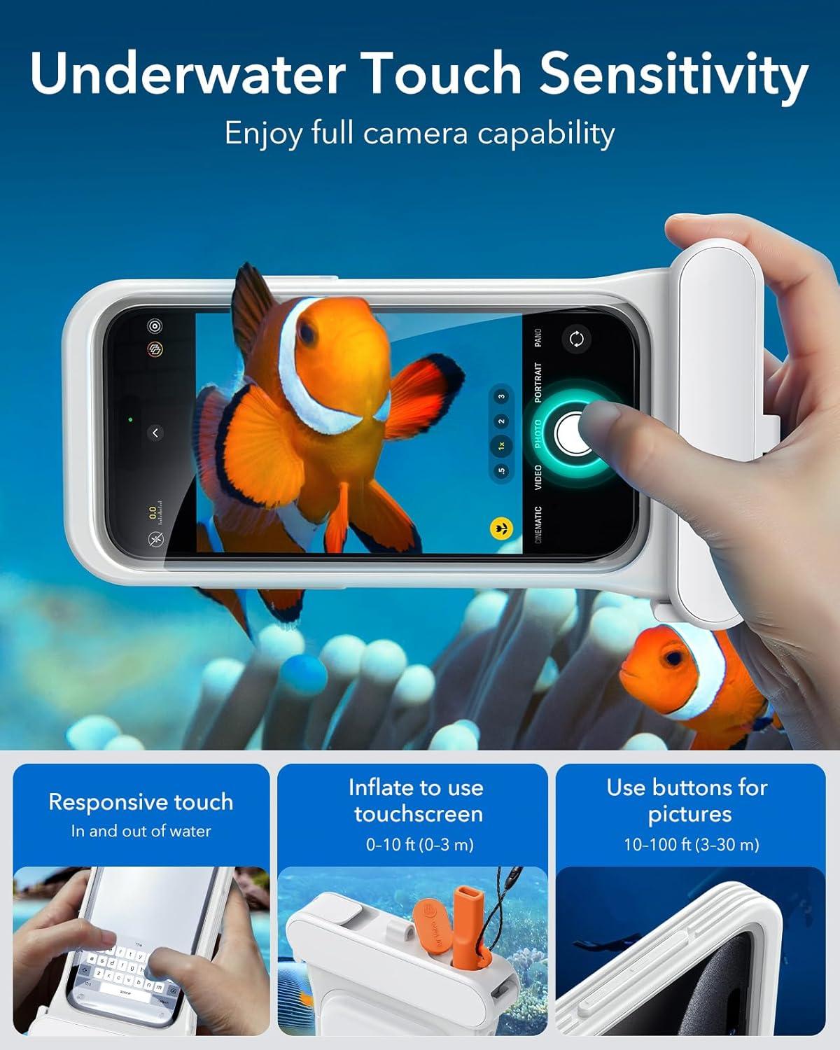 imageESR Waterproof Phone Pouch for iPhone 1314 15 Underwater Touch Sensitivity IPX8 Floating Waterproof Cellphone Case with Lanyard Dry Bag for Snorkeling BlackClear