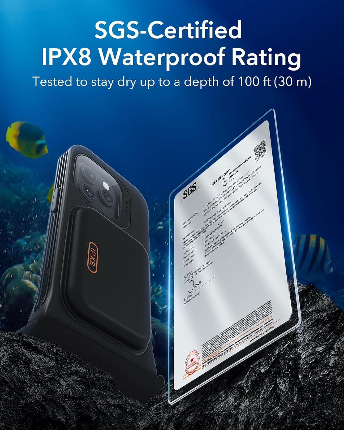 imageESR Waterproof Phone Pouch for iPhone 1314 15 Underwater Touch Sensitivity IPX8 Floating Waterproof Cellphone Case with Lanyard Dry Bag for Snorkeling BlackBlack