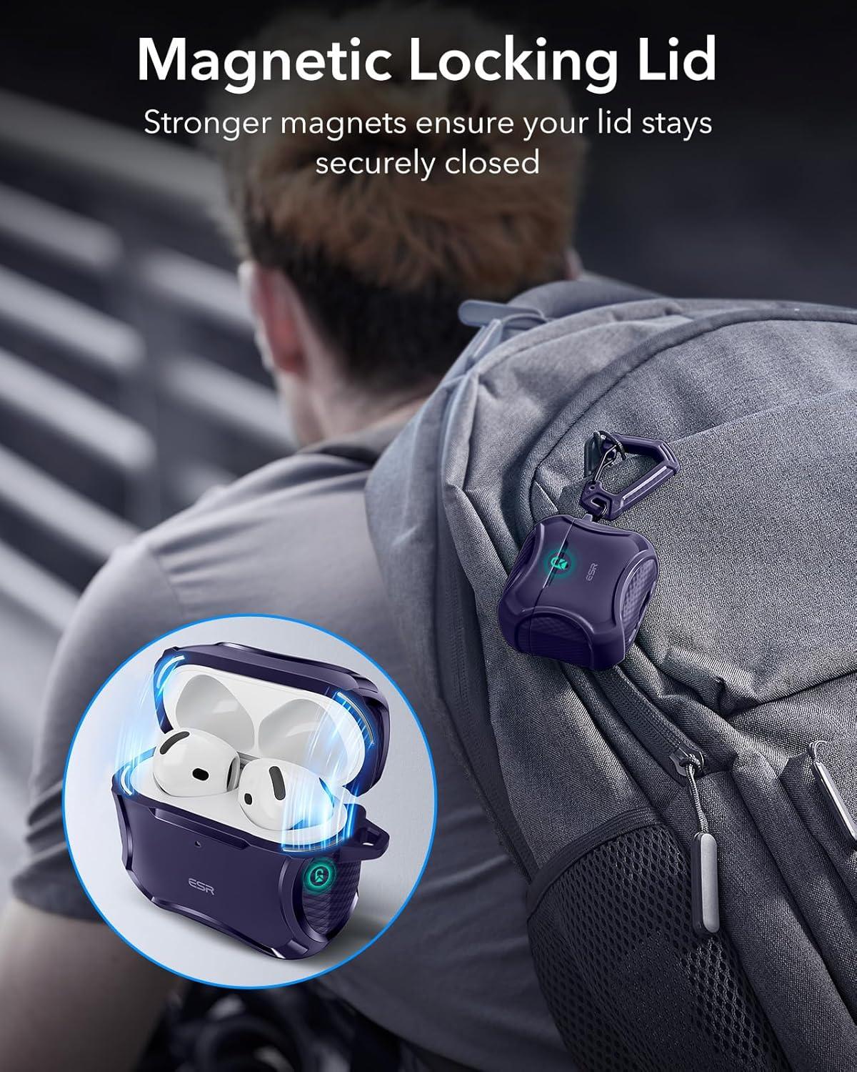 imageESR for AirPods Pro 3 Case 2025 Compatible with Airpods Pro 3rd Generation Case USBC Cable Magnetic Lid MagSafe Ready Powerful Drop Protection Cyber Series BlackPurple