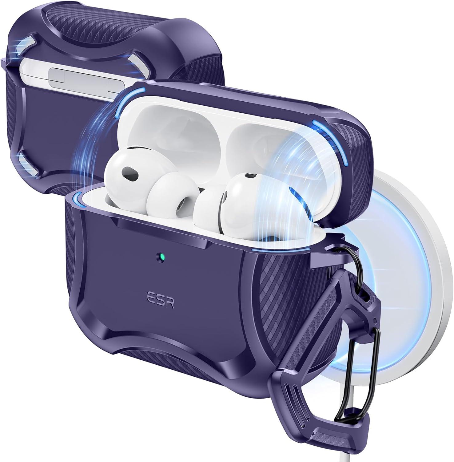 imageESR for AirPods Pro 3 Case 2025 Compatible with Airpods Pro 3rd Generation Case USBC Cable Magnetic Lid MagSafe Ready Powerful Drop Protection Cyber Series BlackPurple