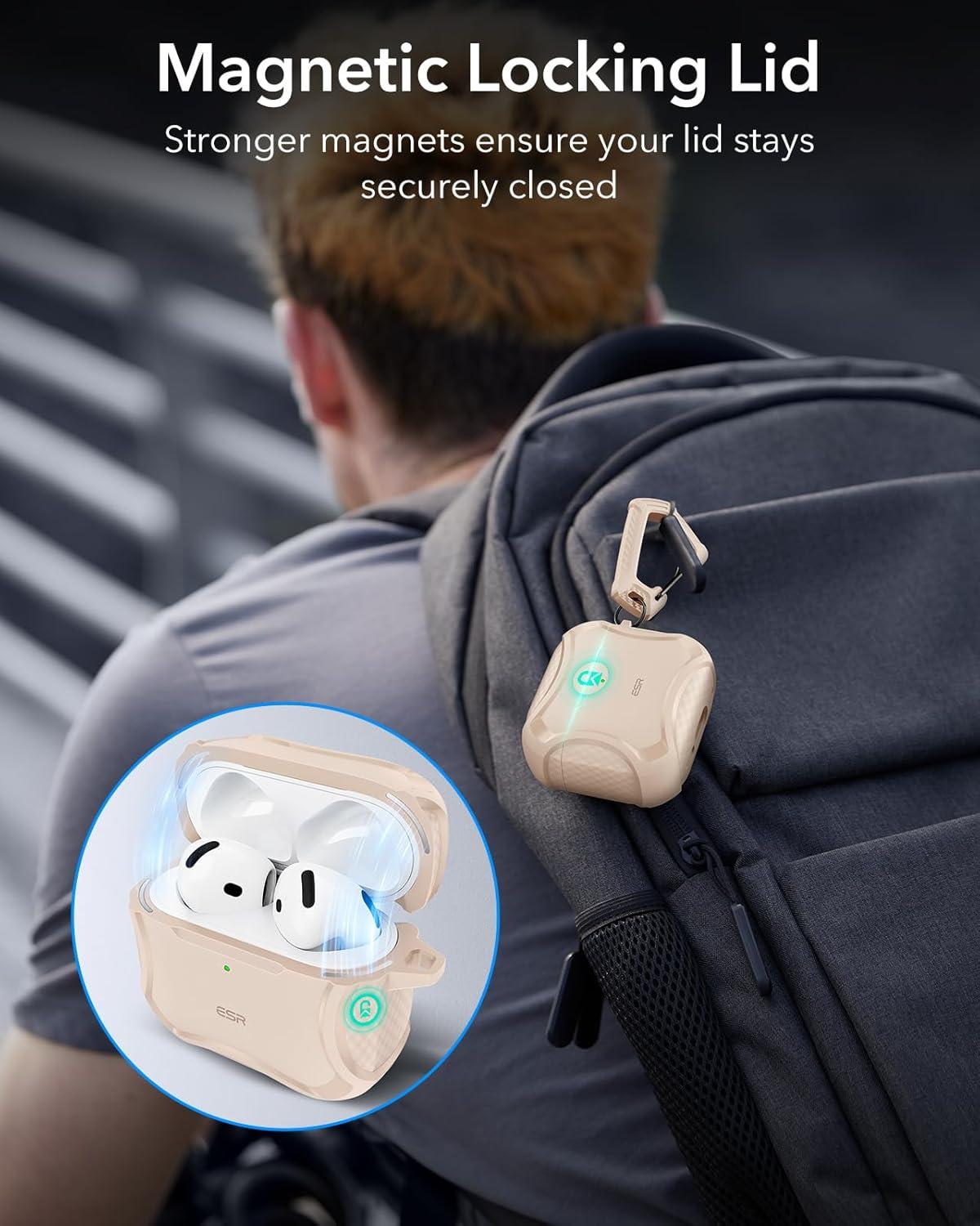 imageESR for AirPods Pro 3 Case 2025 Compatible with Airpods Pro 3rd Generation Case USBC Cable Magnetic Lid MagSafe Ready Powerful Drop Protection Cyber Series BlackDesert Titanium