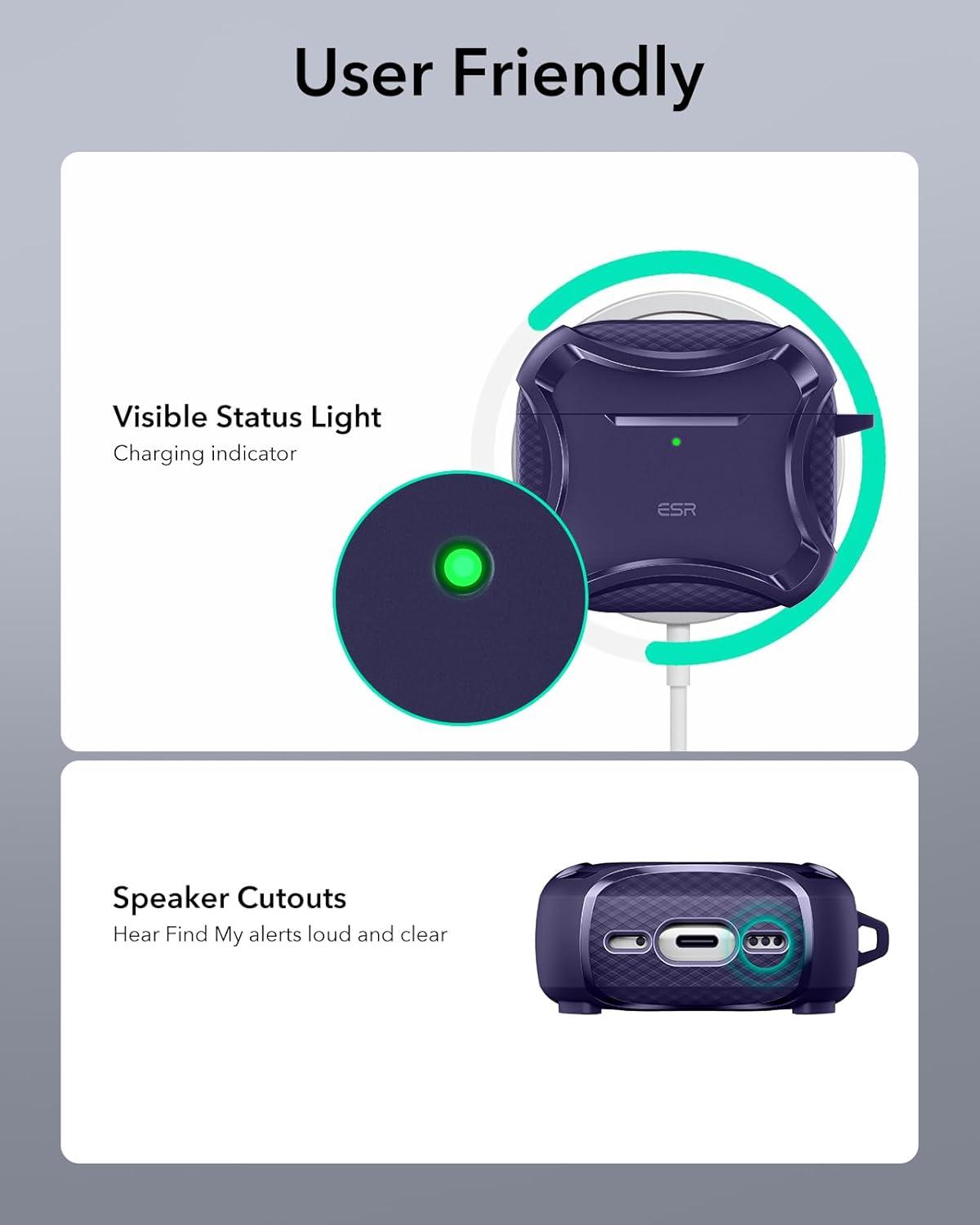 imageESR for AirPods Pro 3 Case 2025 Compatible with Airpods Pro 3rd Generation Case USBC Cable Magnetic Lid MagSafe Ready Powerful Drop Protection Cyber Series BlackPurple