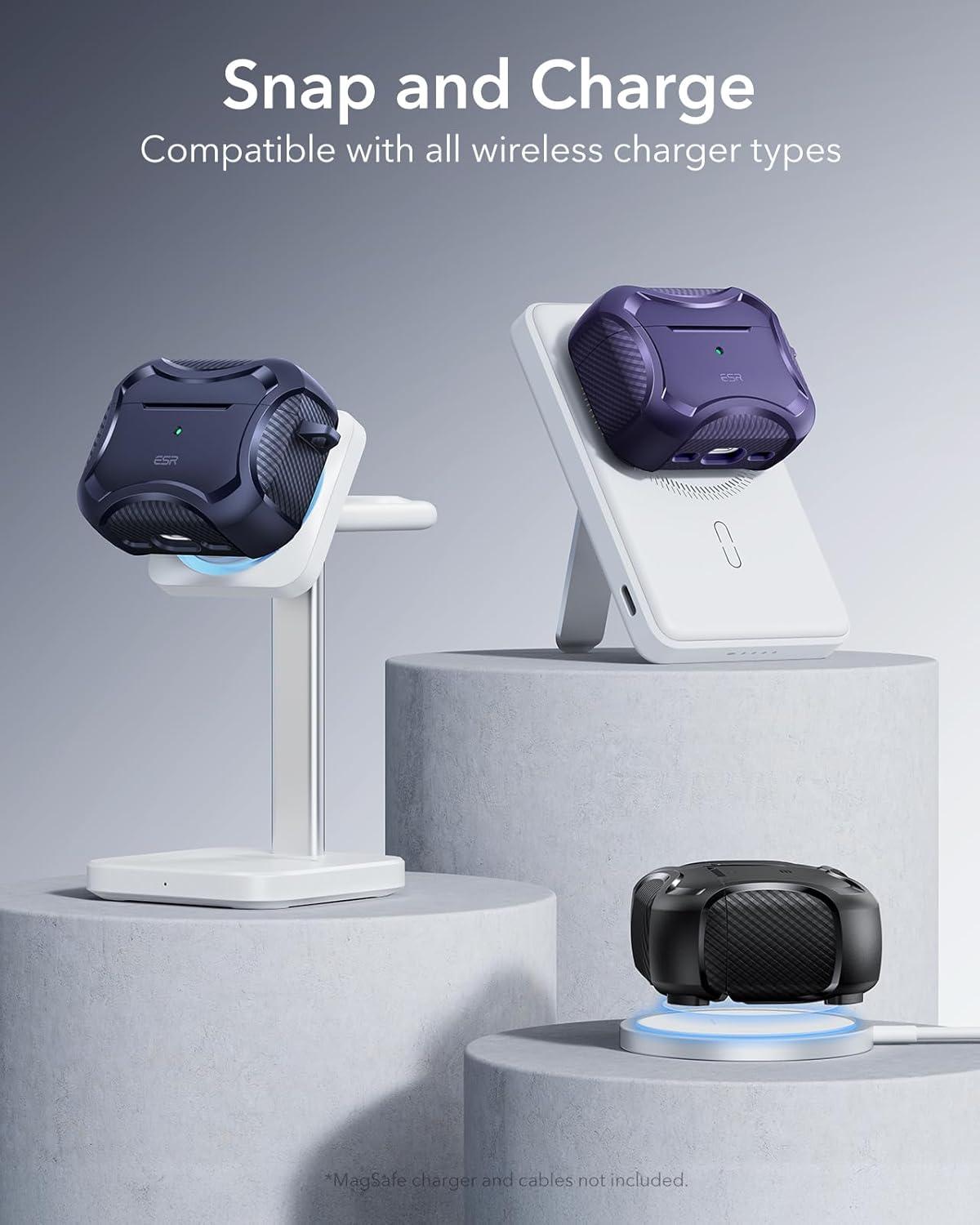 imageESR for AirPods Pro 3 Case 2025 Compatible with Airpods Pro 3rd Generation Case USBC Cable Magnetic Lid MagSafe Ready Powerful Drop Protection Cyber Series BlackPurple