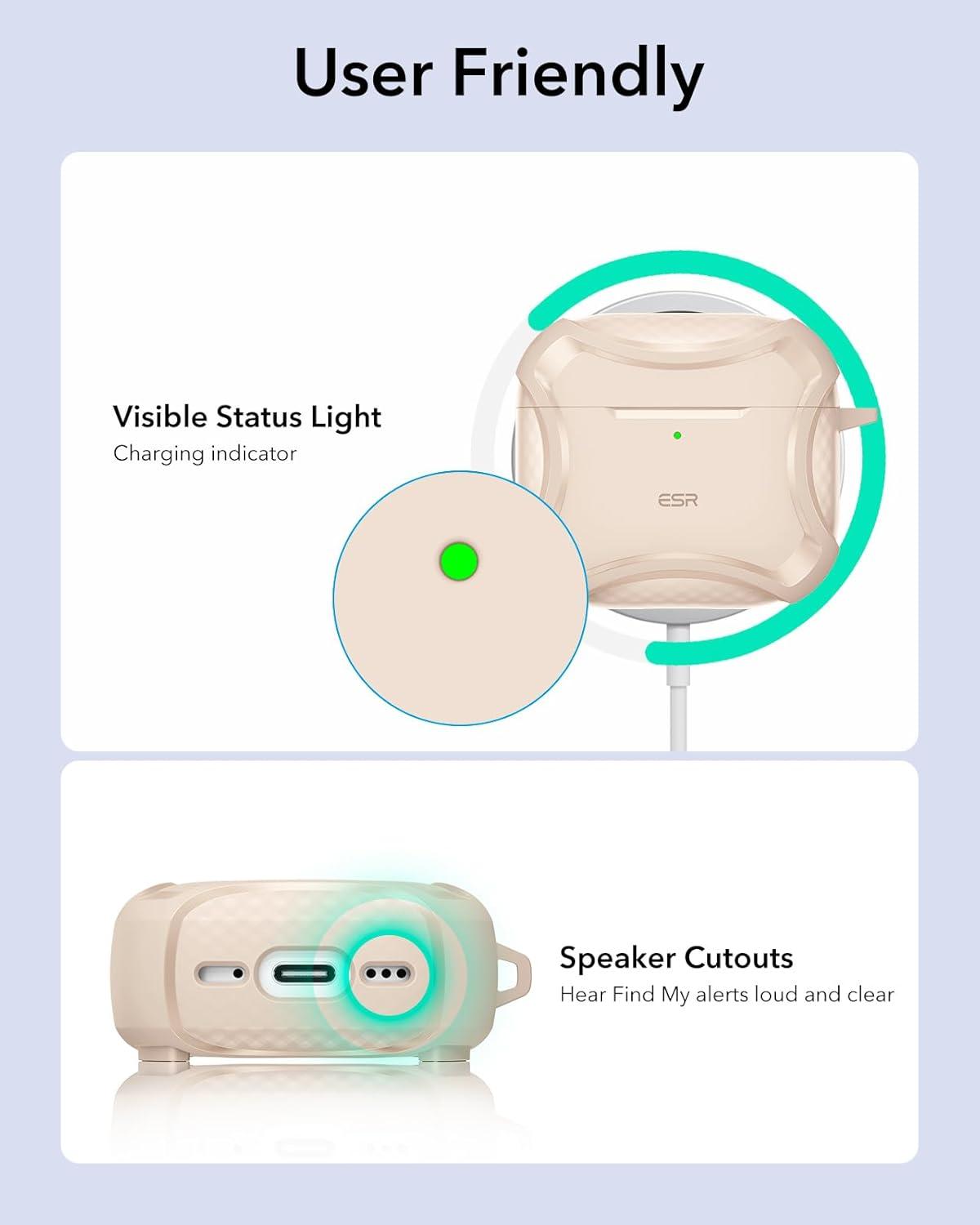 imageESR for AirPods Pro 3 Case 2025 Compatible with Airpods Pro 3rd Generation Case USBC Cable Magnetic Lid MagSafe Ready Powerful Drop Protection Cyber Series BlackDesert Titanium