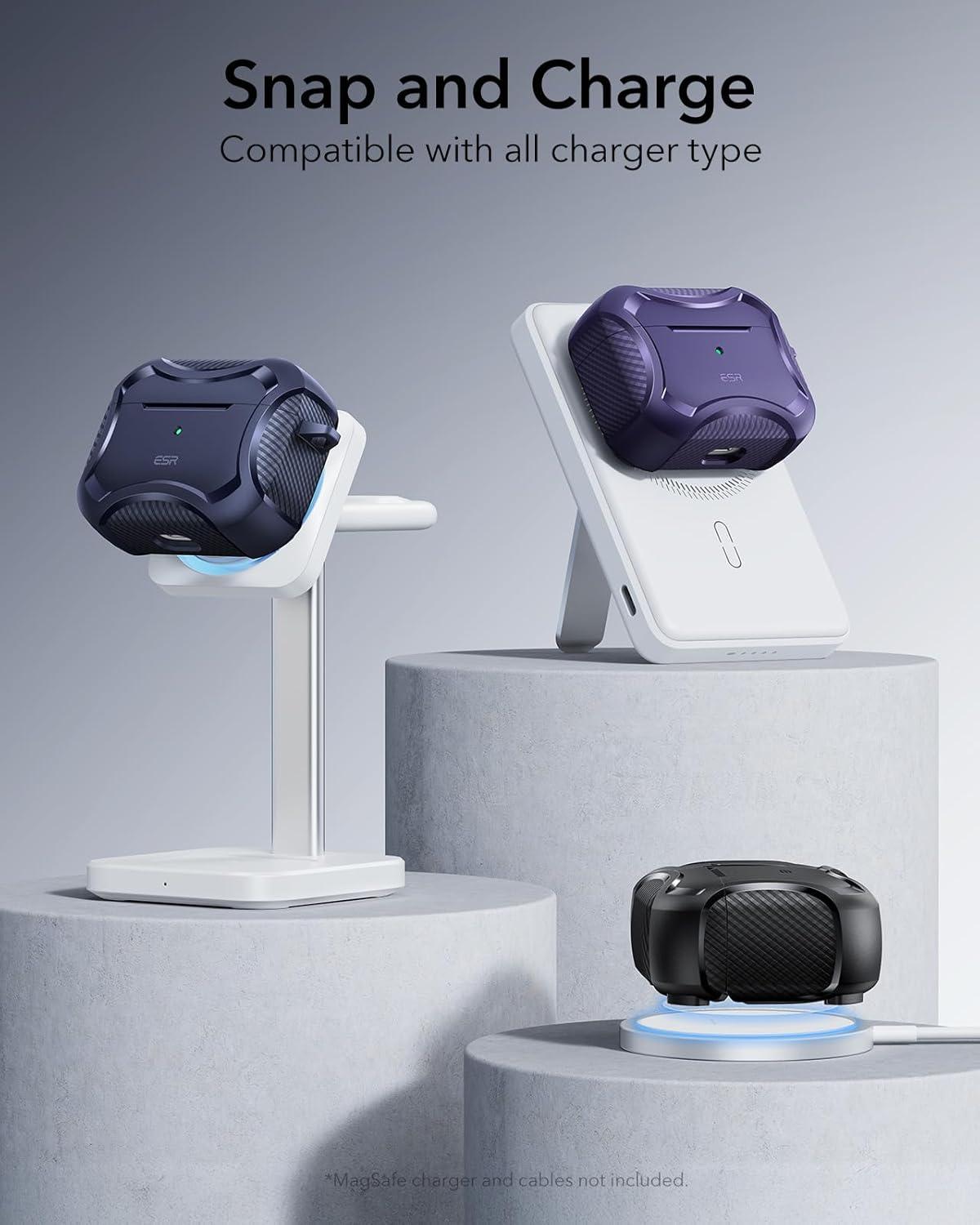 imageESR for AirPods Pro 3 Case 2025 Compatible with Airpods Pro 3rd Generation Case USBC Cable Magnetic Lid MagSafe Ready Powerful Drop Protection Cyber Series BlackPurple