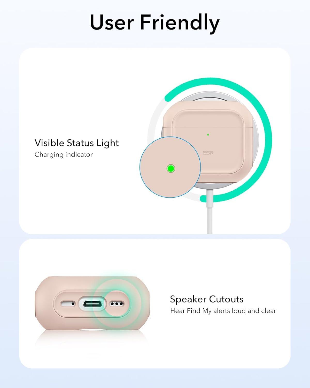 imageESR for AirPods Pro 3 Case Compatible with AirPods Pro 3rd Generation Case 2025 Compatible with MagSafe Full Drop Protection Cover with Lanyard WhiteDesert Titanium