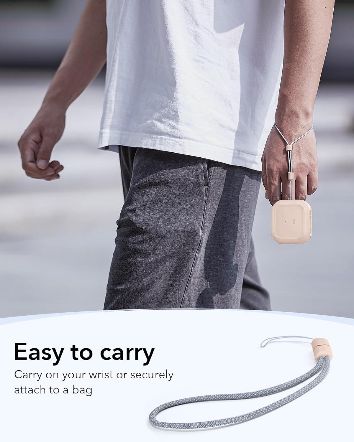 imageESR for AirPods Pro 3 Case Compatible with AirPods Pro 3rd Generation Case 2025 Compatible with MagSafe Full Drop Protection Cover with Lanyard WhiteDesert Titanium