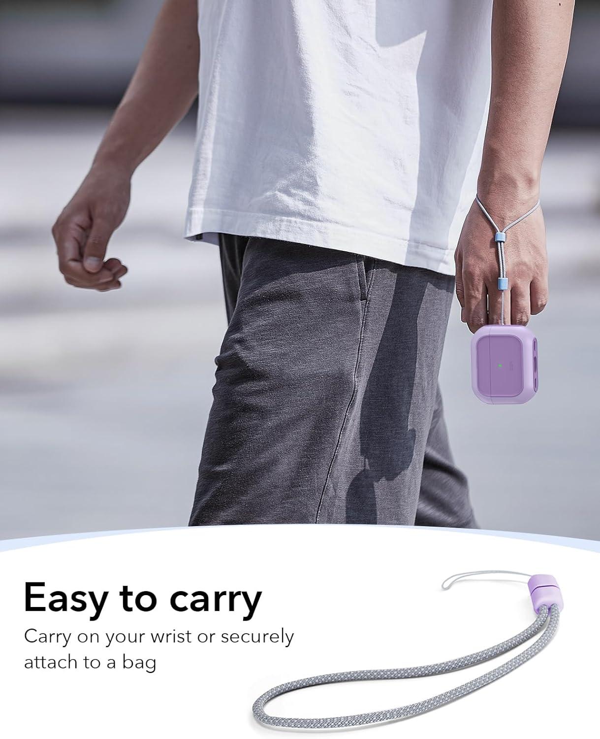 imageESR for AirPods Pro 3 Case Compatible with AirPods Pro 3rd Generation Case 2025 Compatible with MagSafe Full Drop Protection Cover with Lanyard WhitePurple