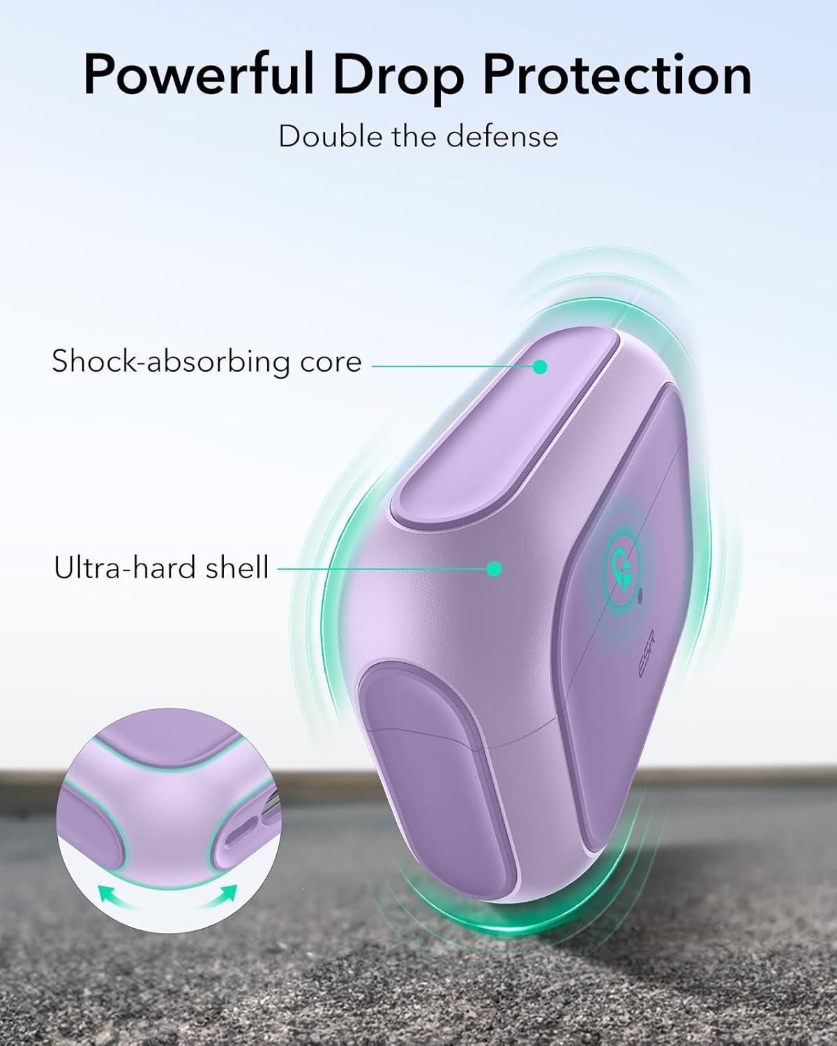 imageESR for AirPods Pro 3 Case Compatible with AirPods Pro 3rd Generation Case 2025 Compatible with MagSafe Full Drop Protection Cover with Lanyard WhitePurple