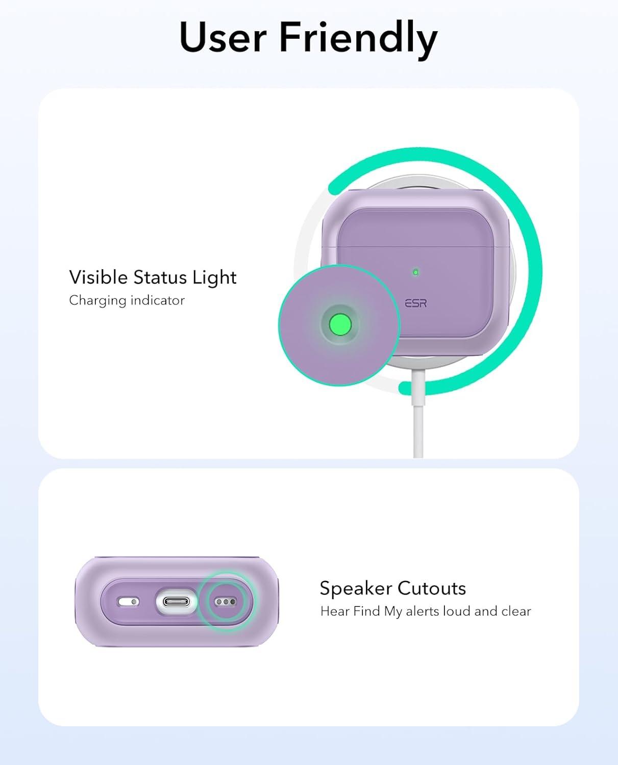 imageESR for AirPods Pro 3 Case Compatible with AirPods Pro 3rd Generation Case 2025 Compatible with MagSafe Full Drop Protection Cover with Lanyard WhitePurple