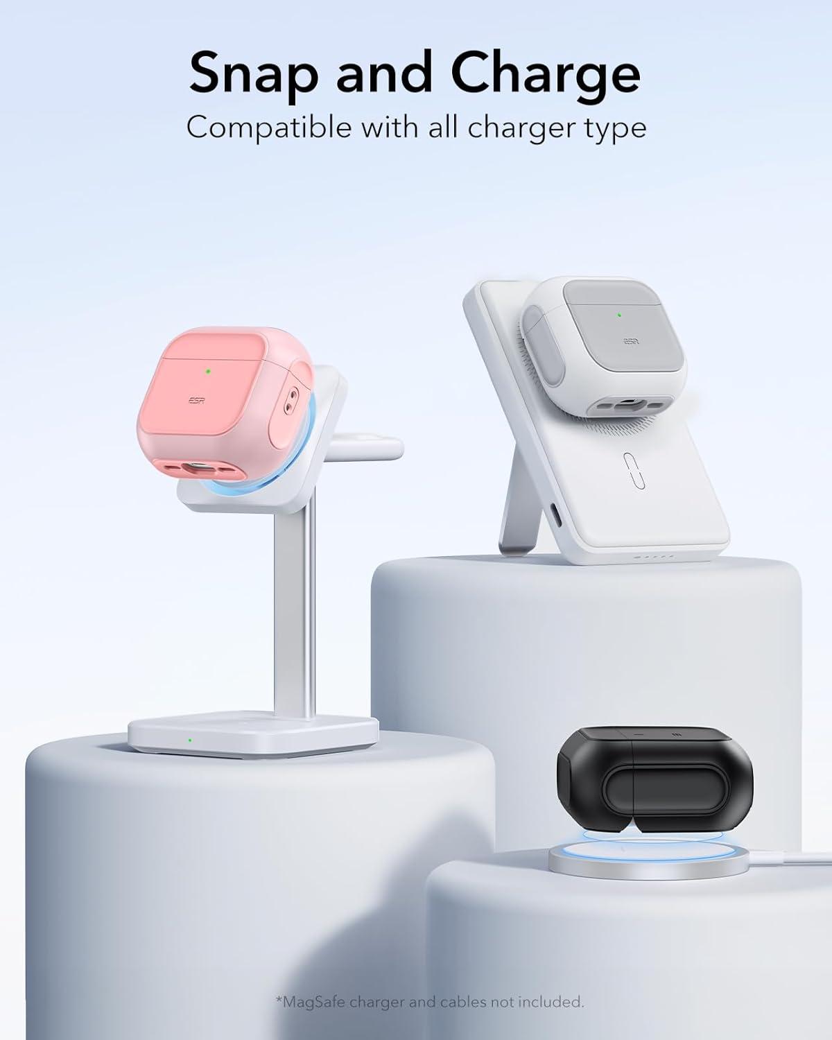 imageESR for AirPods Pro 3 Case Compatible with AirPods Pro 3rd Generation Case 2025 Compatible with MagSafe Full Drop Protection Cover with Lanyard WhitePink