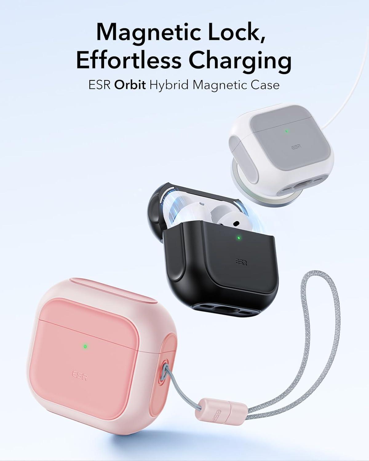 imageESR for AirPods Pro 3 Case Compatible with AirPods Pro 3rd Generation Case 2025 Compatible with MagSafe Full Drop Protection Cover with Lanyard WhitePink