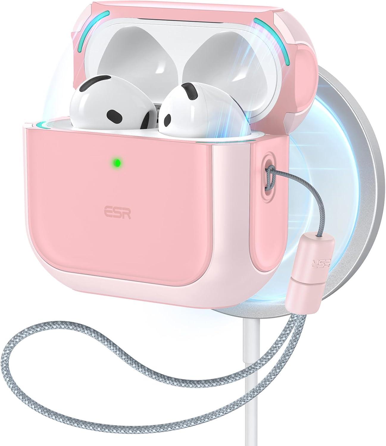 imageESR for AirPods Pro 3 Case Compatible with AirPods Pro 3rd Generation Case 2025 Compatible with MagSafe Full Drop Protection Cover with Lanyard WhitePink