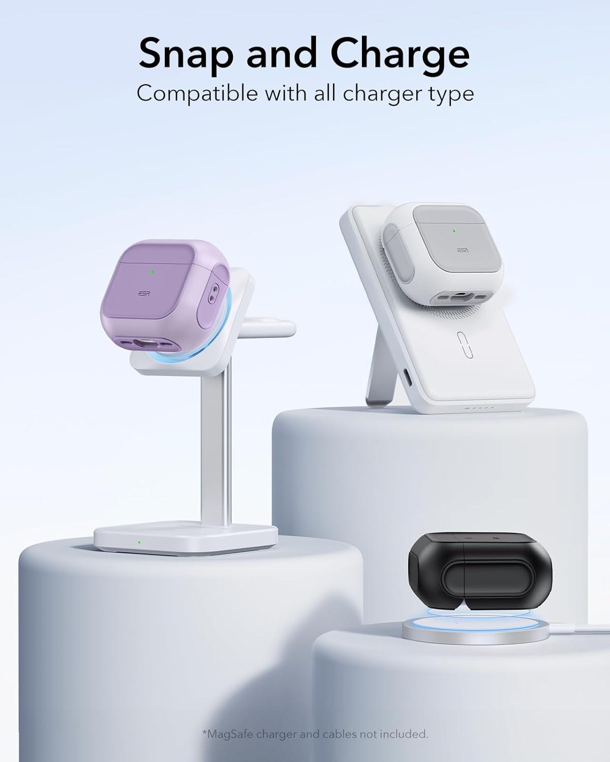 imageESR for AirPods Pro 3 Case Compatible with AirPods Pro 3rd Generation Case 2025 Compatible with MagSafe Full Drop Protection Cover with Lanyard WhitePurple