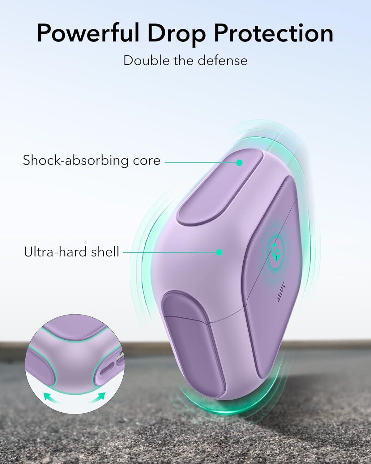 imageESR for AirPods Pro 3 Case Compatible with AirPods Pro 3rd Generation Case 2025 Compatible with MagSafe Full Drop Protection Cover with Lanyard WhitePurple