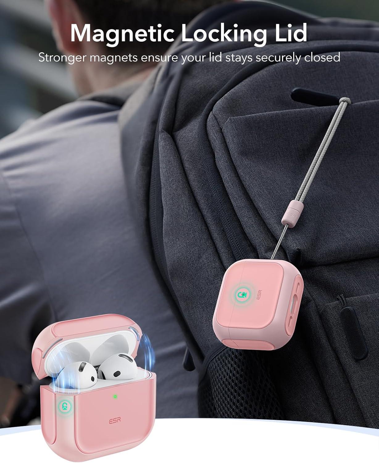imageESR for AirPods Pro 3 Case Compatible with AirPods Pro 3rd Generation Case 2025 Compatible with MagSafe Full Drop Protection Cover with Lanyard WhitePink