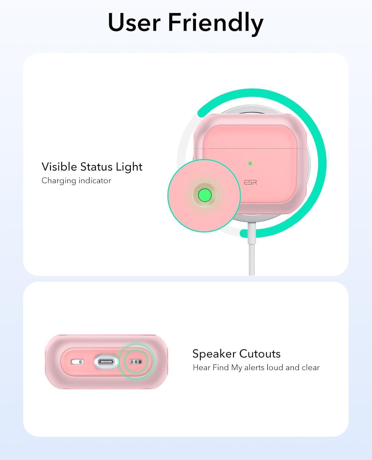 imageESR for AirPods Pro 3 Case Compatible with AirPods Pro 3rd Generation Case 2025 Compatible with MagSafe Full Drop Protection Cover with Lanyard WhitePink