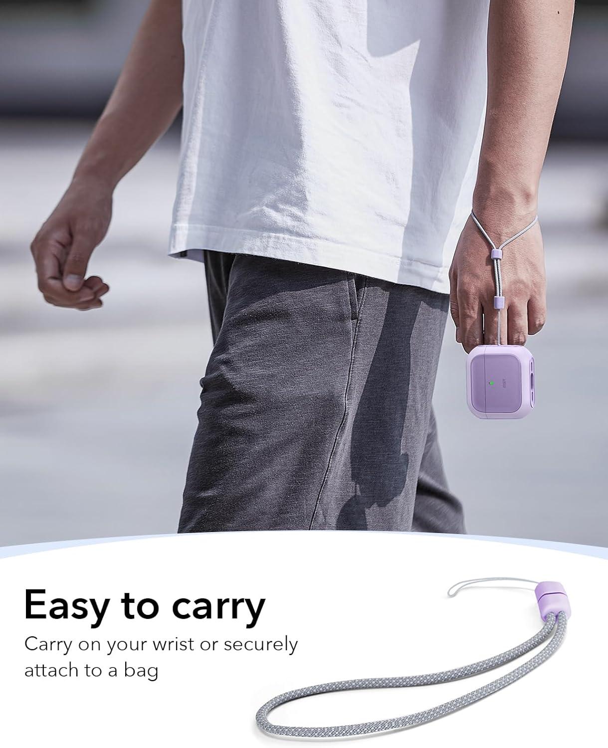 imageESR for AirPods Pro 3 Case Compatible with AirPods Pro 3rd Generation Case 2025 Compatible with MagSafe Full Drop Protection Cover with Lanyard WhitePurple