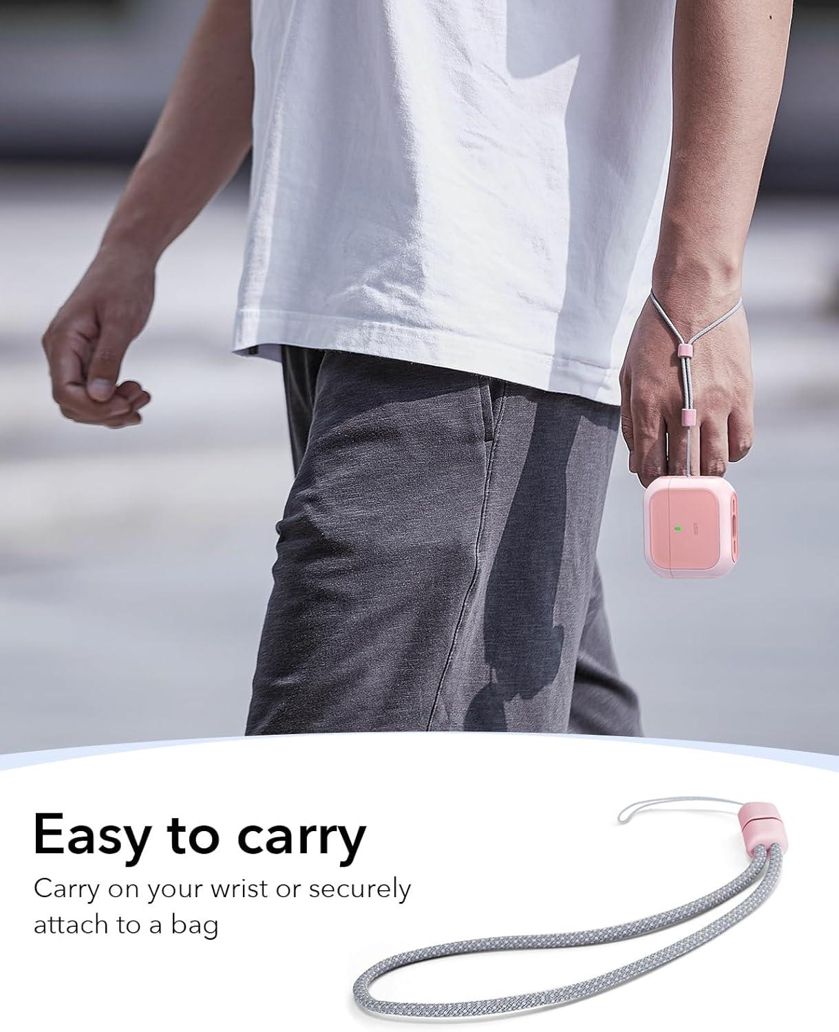 imageESR for AirPods Pro 3 Case Compatible with AirPods Pro 3rd Generation Case 2025 Compatible with MagSafe Full Drop Protection Cover with Lanyard WhitePink