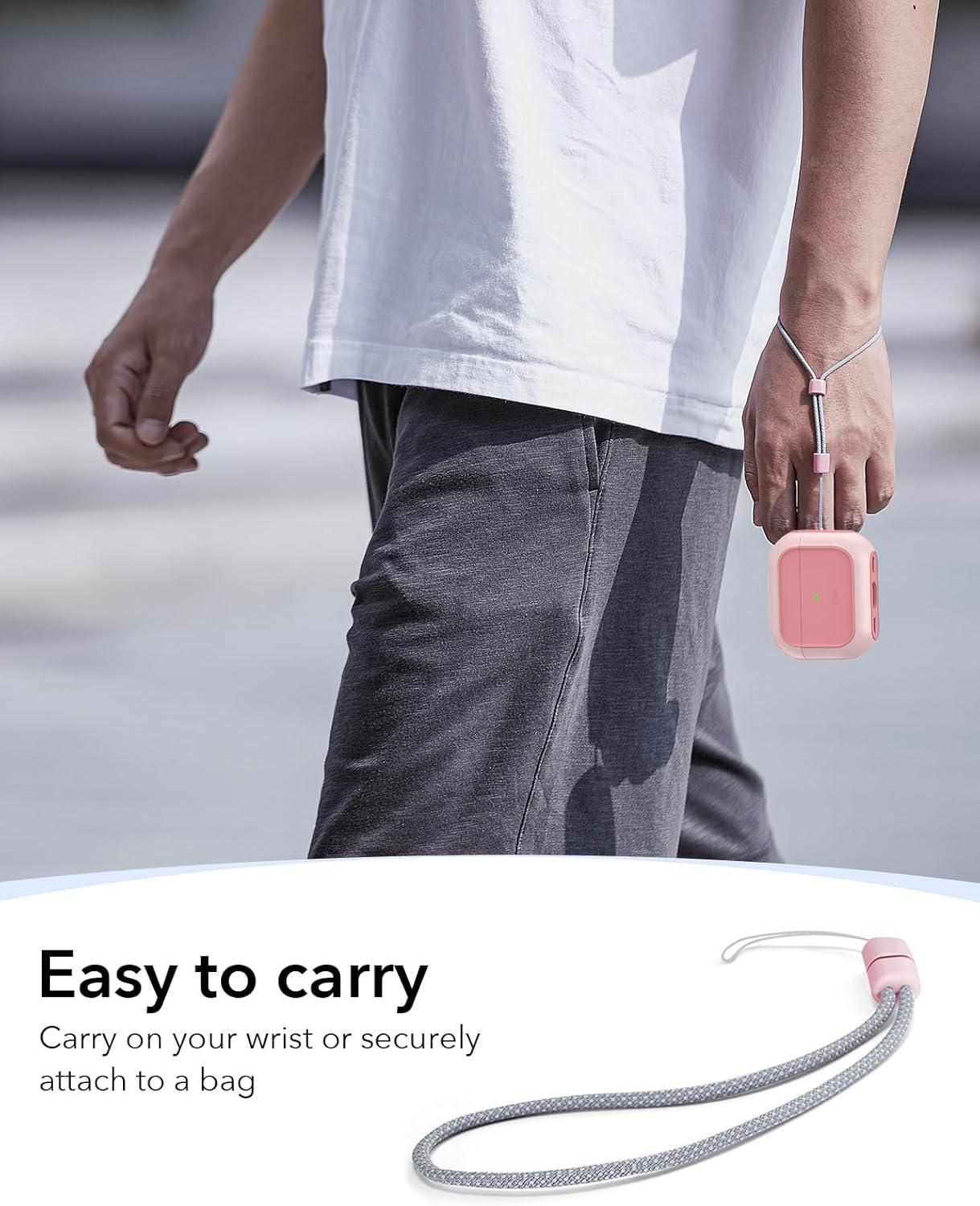 imageESR for AirPods Pro 3 Case Compatible with AirPods Pro 3rd Generation Case 2025 Compatible with MagSafe Full Drop Protection Cover with Lanyard WhitePink