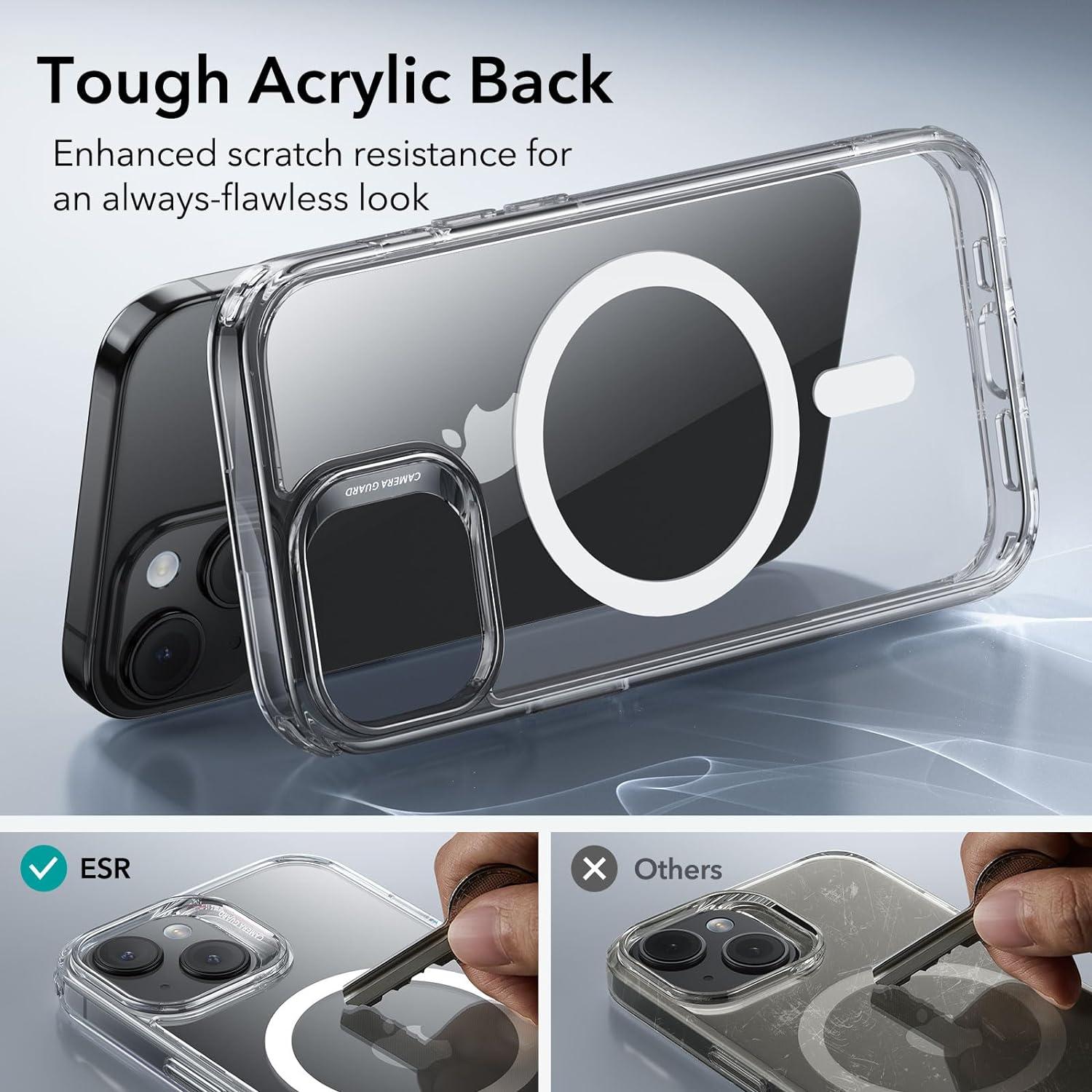 imageESR for iPhone 15 Case Set 1 TemperedGlass Screen Protector 1 Set of Lens Protectors MilitaryGrade Protection Yellowing and Scratch Resistant MagSafe Phone Case Classic Series ClearClear Set