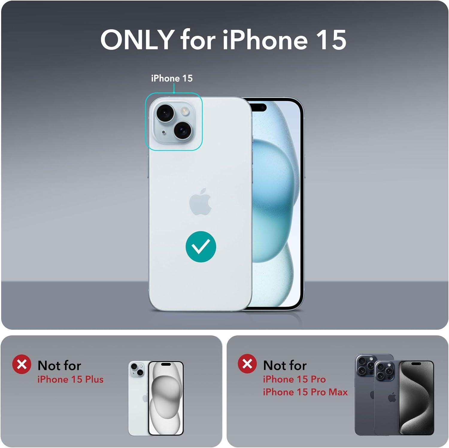 imageESR for iPhone 15 Case Set 1 TemperedGlass Screen Protector 1 Set of Lens Protectors MilitaryGrade Protection Yellowing and Scratch Resistant MagSafe Phone Case Classic Series ClearClear Set