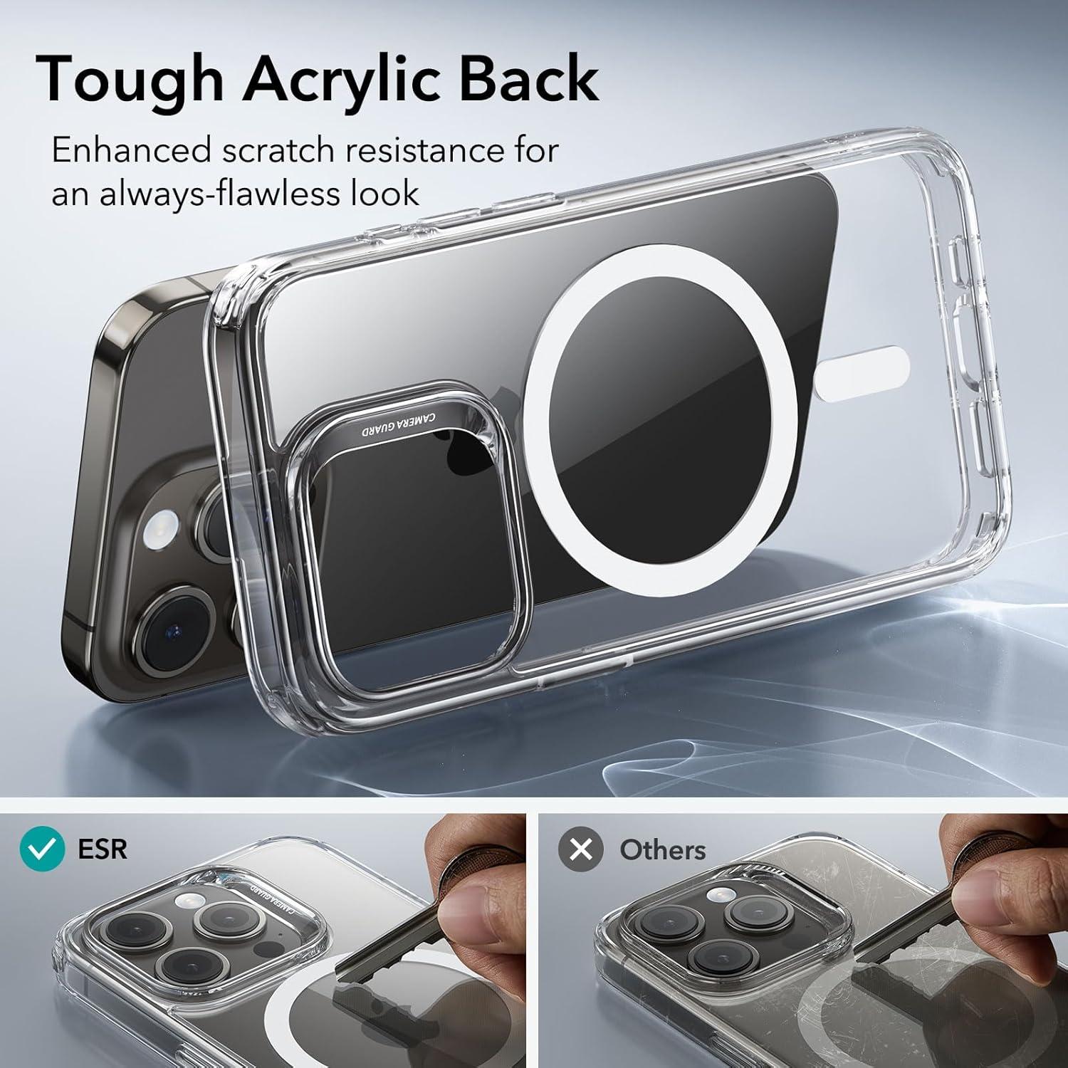 imageESR for iPhone 15 Case Set 1 TemperedGlass Screen Protector 1 Set of Lens Protectors MilitaryGrade Protection Yellowing and Scratch Resistant MagSafe Phone Case Classic Series ClearClear Set