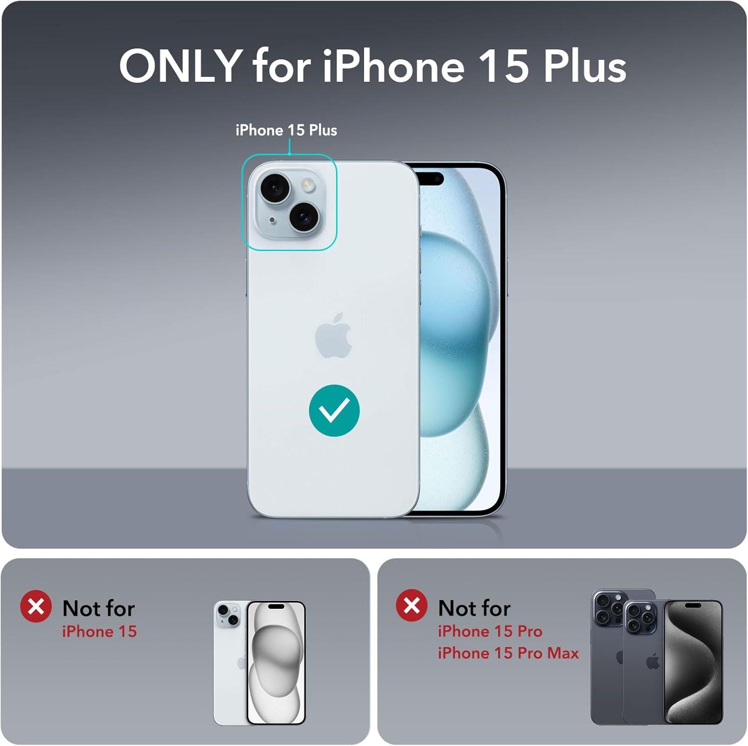 imageESR for iPhone 15 Case Set 1 TemperedGlass Screen Protector 1 Set of Lens Protectors MilitaryGrade Protection Yellowing and Scratch Resistant MagSafe Phone Case Classic Series ClearClear Set