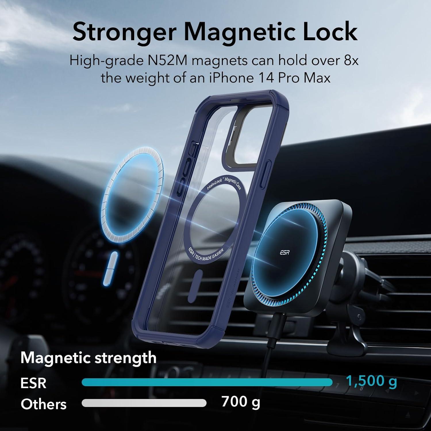 imageESR for iPhone 15 Case with Stand Compatible with MagSafe FullBody MilitaryGrade Drop Proof Case with Builtin 9H Tempered Glass Screen Protector Armor Series Clear Dark BlueClear Dark Blue Stand