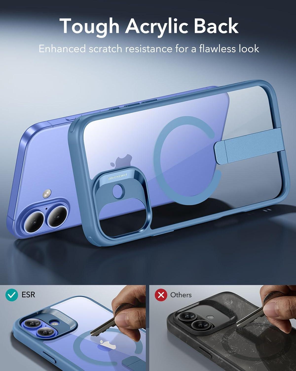 imageESR for iPhone 16 Case with Stand Compatible with MagSafe Magnetic Kickstand Case for iPhone 16 MilitaryGrade Protection Shockproof Case Boost Series ClearMagsafe Clear Blue