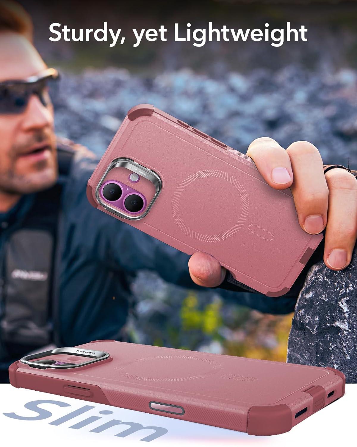 imageESR for iPhone 17 Pro Max Case with Stash Stand 7X MilitaryGrade Drop Protection with Camera Control ShockAbsorbing Phone Rugged Cover Compatible with MagSafe Accessories Cyber Series BlackACamera ControlPink