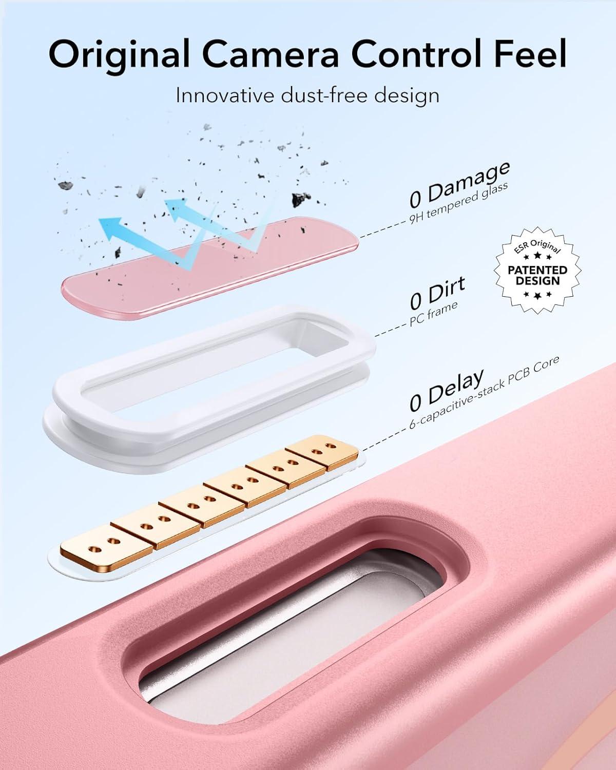 imageESR for iPhone 17 Pro Max Case with Stash Stand Camera Control Cover Compatible with MagSafe MilitaryGrade Drop Protection Magnetic Phone Case ScratchResistant Back CoverFrosted OrangeCFrosted Pink
