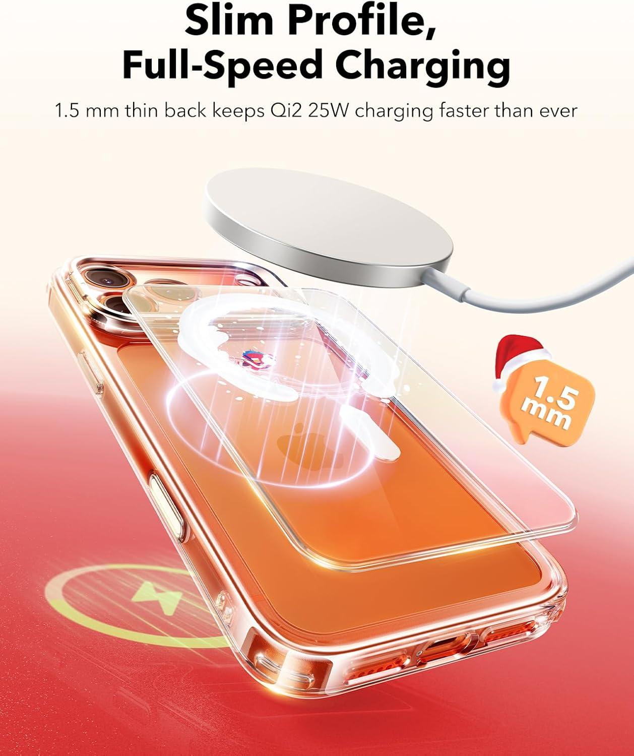 imageESR for iPhone 17 Pro Max Case with Stash Stand Camera Control Cover Compatible with MagSafe MilitaryGrade Drop Protection Magnetic Phone Case ScratchResistant Back CoverFrosted OrangeSanta Skater
