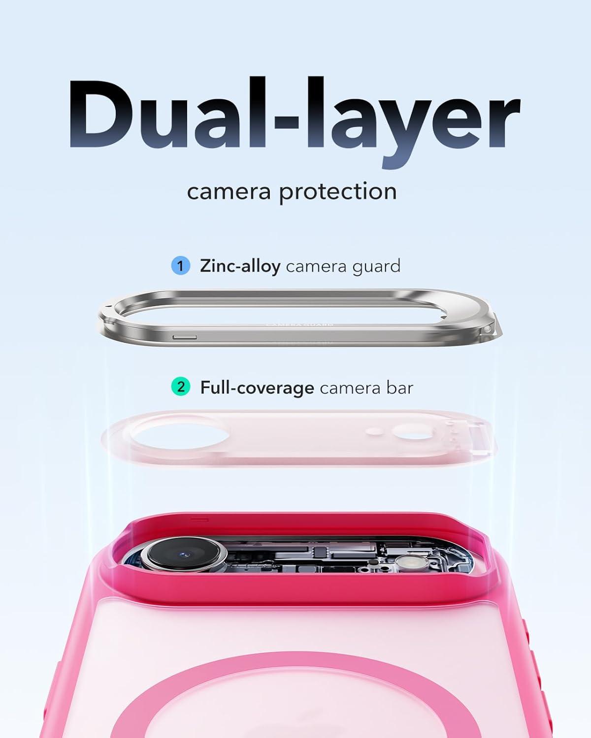 imageESR for iPhone 17 Pro Max Case with Stash Stand Camera Control Cover Compatible with MagSafe MilitaryGrade Drop Protection Magnetic Phone Case ScratchResistant Back CoverFrosted OrangeCFrosted Pink