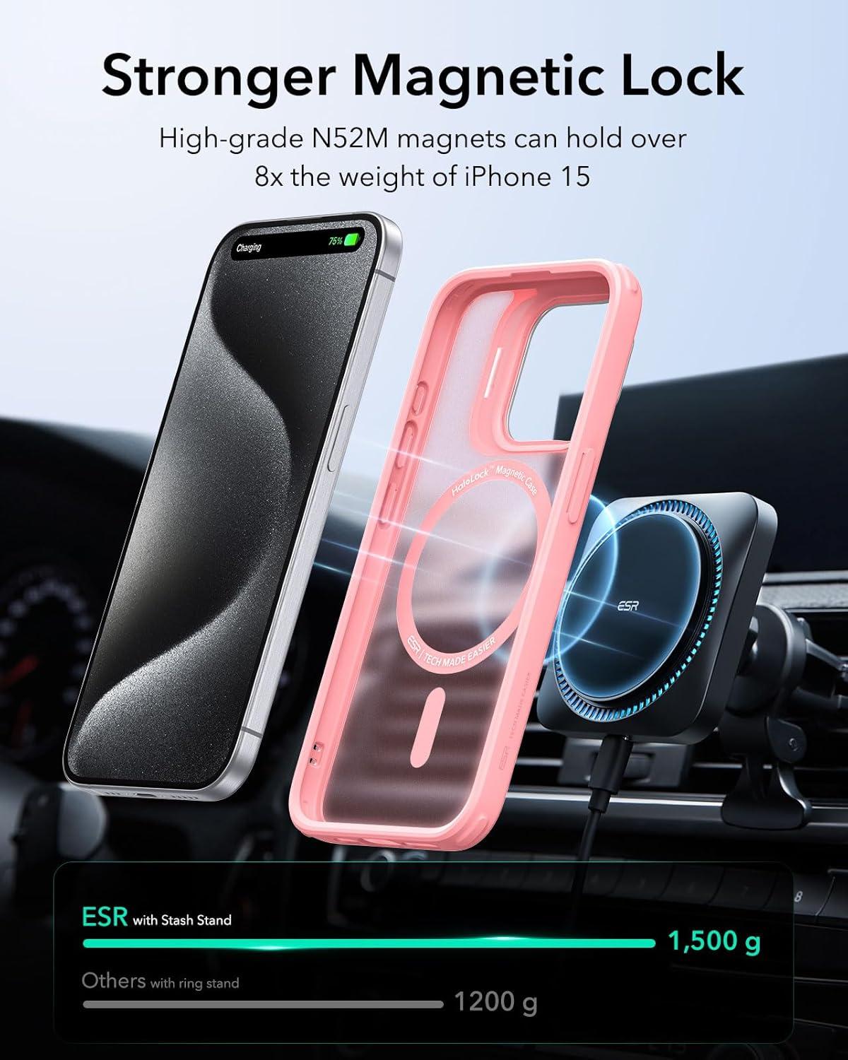 imageESR for iPhone 17 Pro Max Case with Stash Stand Camera Control Cover Compatible with MagSafe MilitaryGrade Drop Protection Magnetic Phone Case ScratchResistant Back CoverFrosted OrangeCFrosted Pink
