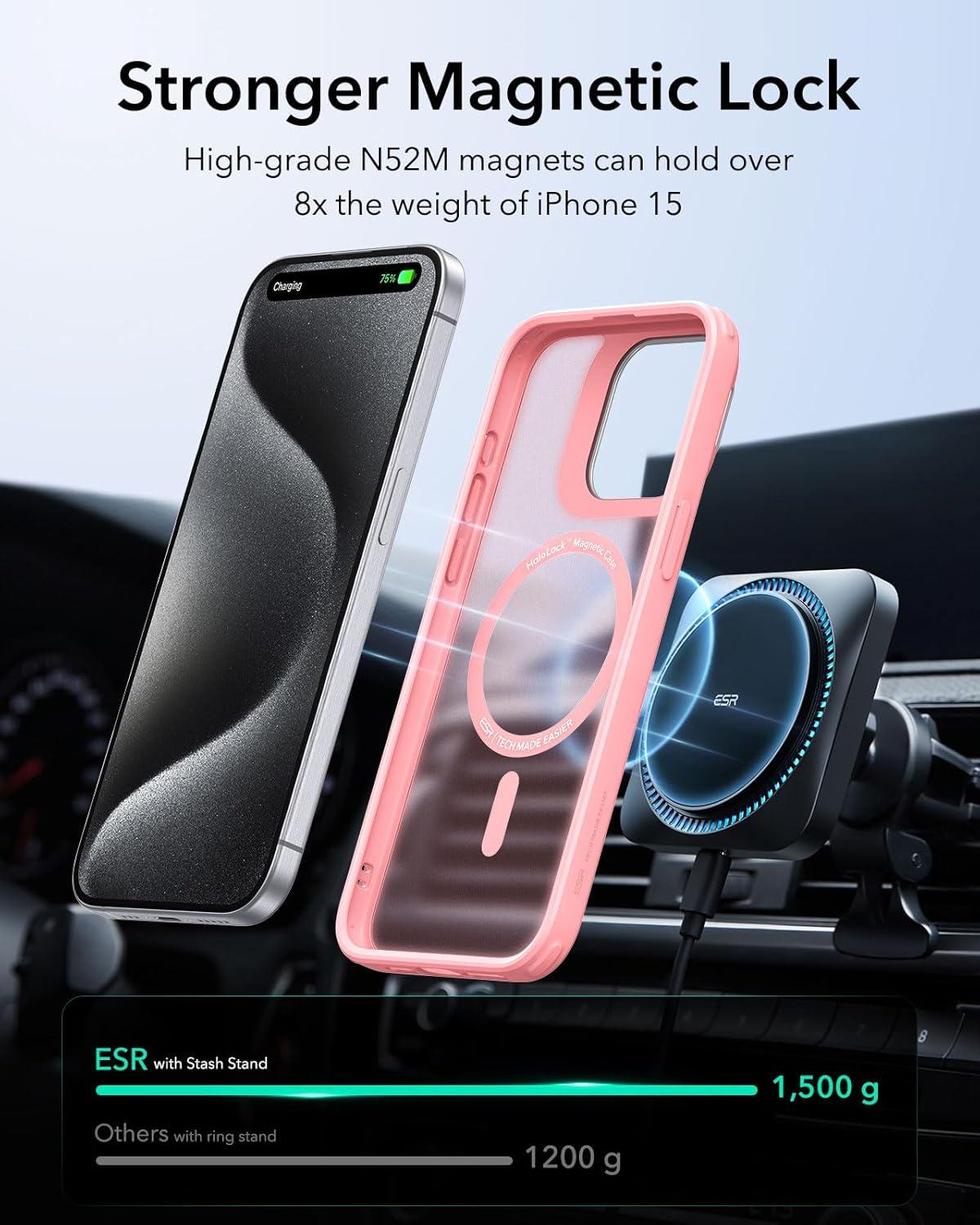 imageESR for iPhone 17 Pro Max Case with Stash Stand Camera Control Cover Compatible with MagSafe MilitaryGrade Drop Protection Magnetic Phone Case ScratchResistant Back CoverFrosted OrangeCFrosted Pink