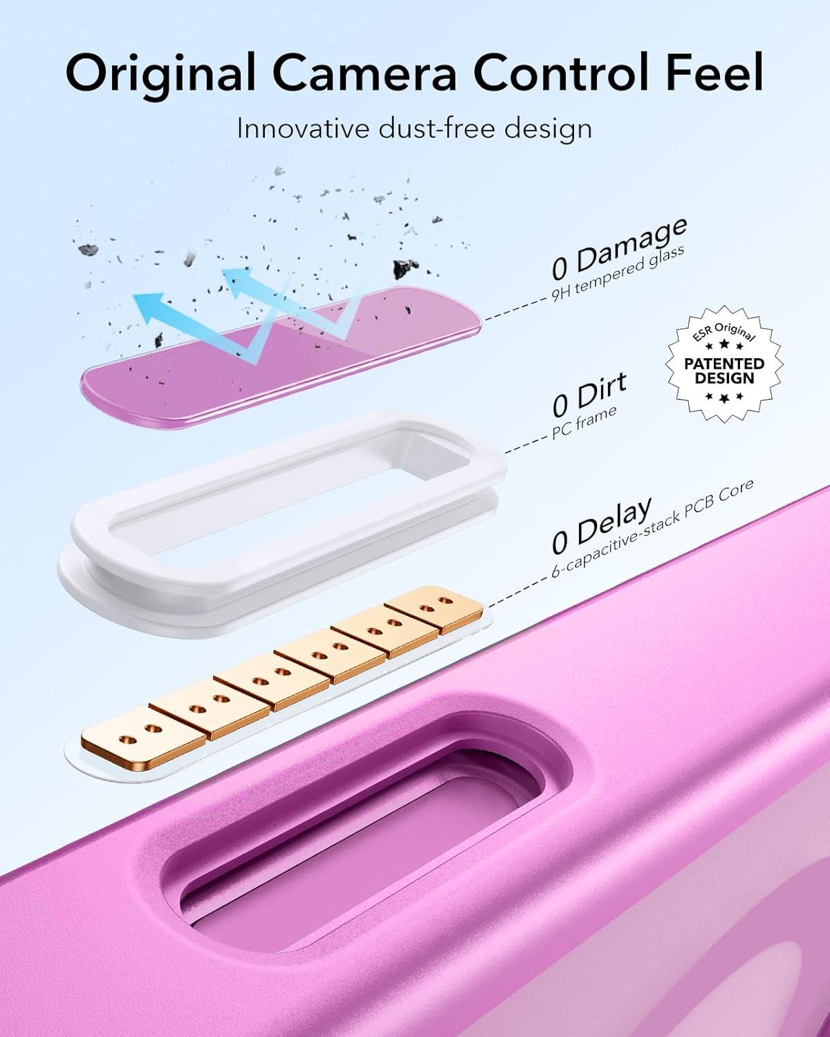 imageESR for iPhone 17 Pro Max Case with Stash Stand Camera Control Cover Compatible with MagSafe MilitaryGrade Drop Protection Magnetic Phone Case ScratchResistant Back CoverFrosted OrangeCFrosted Pink