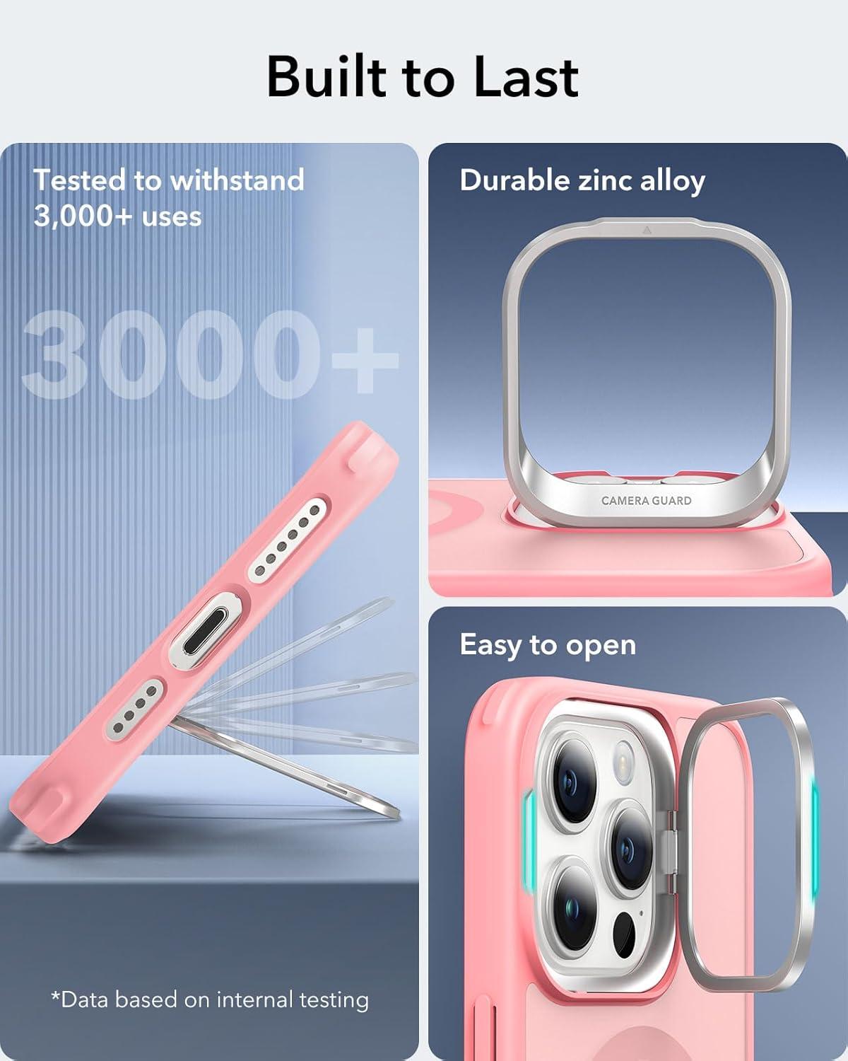 imageESR for iPhone 17 Pro Max Case with Stash Stand Camera Control Cover Compatible with MagSafe MilitaryGrade Drop Protection Magnetic Phone Case ScratchResistant Back CoverFrosted OrangeCFrosted Pink