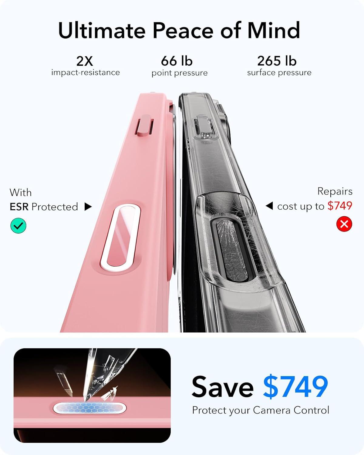 imageESR for iPhone 17 Pro Max Case with Stash Stand Camera Control Cover Compatible with MagSafe MilitaryGrade Drop Protection Magnetic Phone Case ScratchResistant Back CoverFrosted OrangeCFrosted Pink