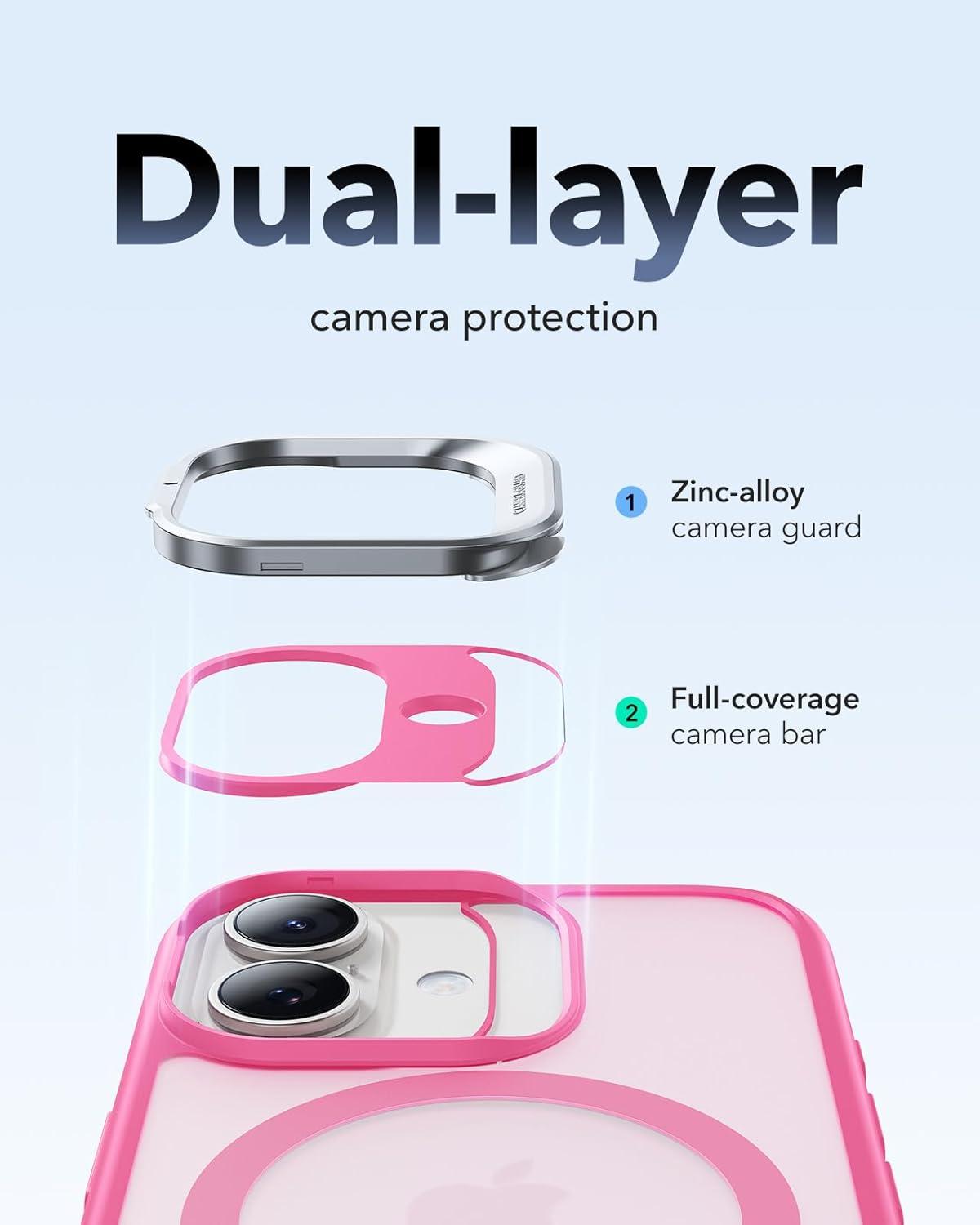 imageESR for iPhone 17 Pro Max Case with Stash Stand Camera Control Cover Compatible with MagSafe MilitaryGrade Drop Protection Magnetic Phone Case ScratchResistant Back CoverFrosted OrangeCFrosted Pink