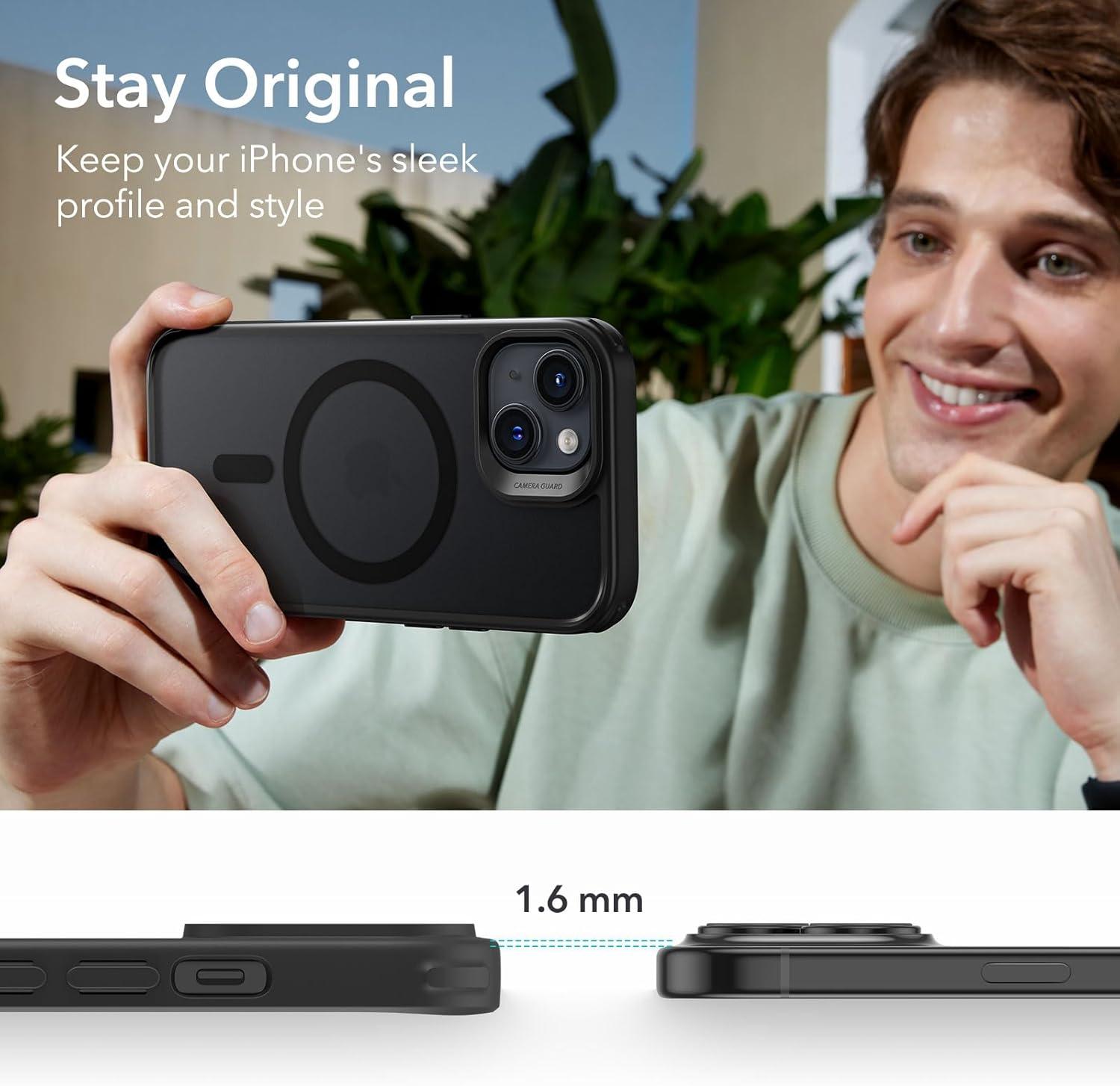 imageESR for iPhone Air Case Camera Control Compatible with MagSafe Shockproof MilitaryGrade Protection Magnetic Phone Case for iPhone 17 Air Case ClearCFrosted Black