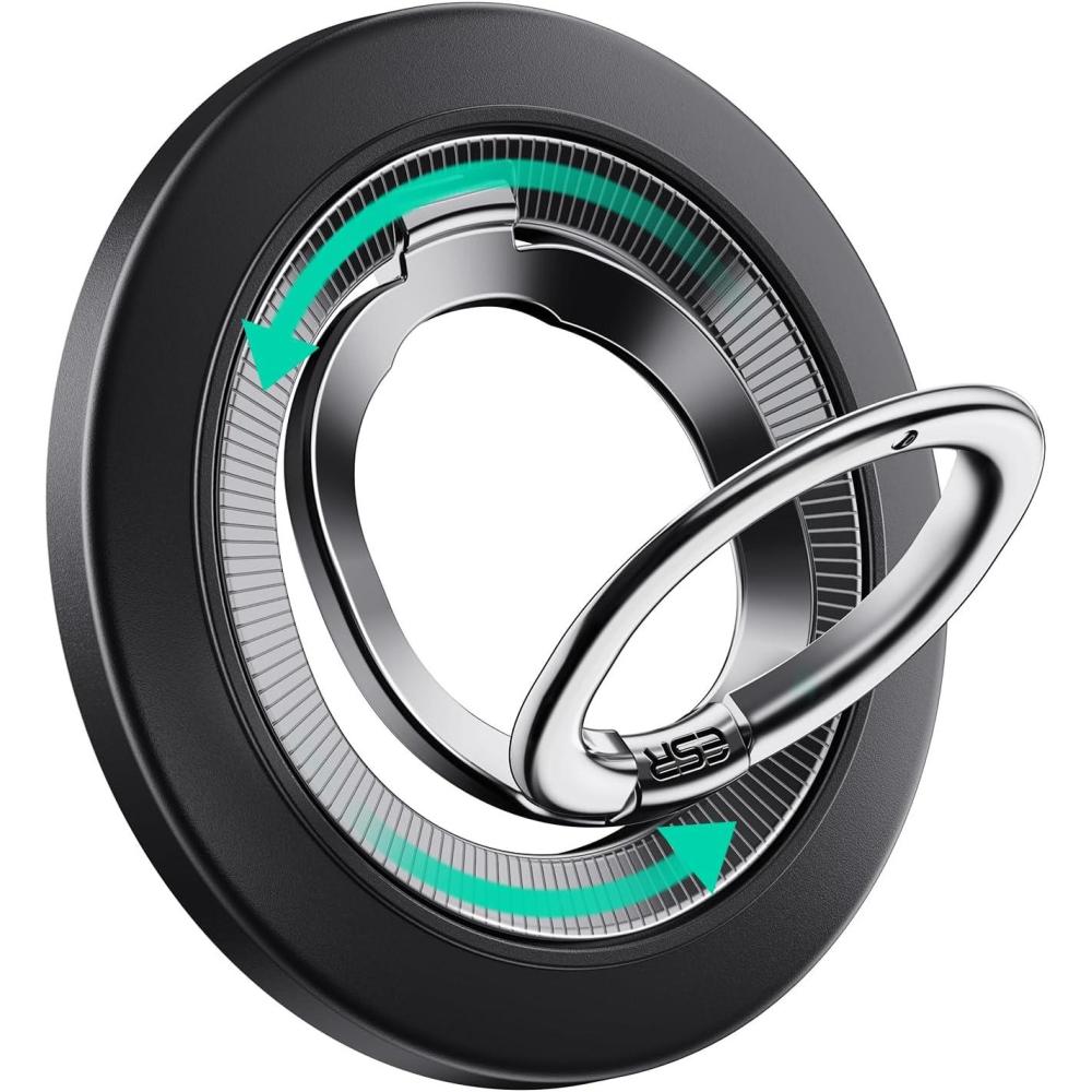 imageESR for MagSafe Phone Grip DualSide Magnetic Phone Grip360 Adjustable Thin Magnetic Ring Holder Standfor iPhone 17 16 15 14 13 12 SamsungAll Phones MagSafe Accessories 2 Metal Rings IncludedBlack