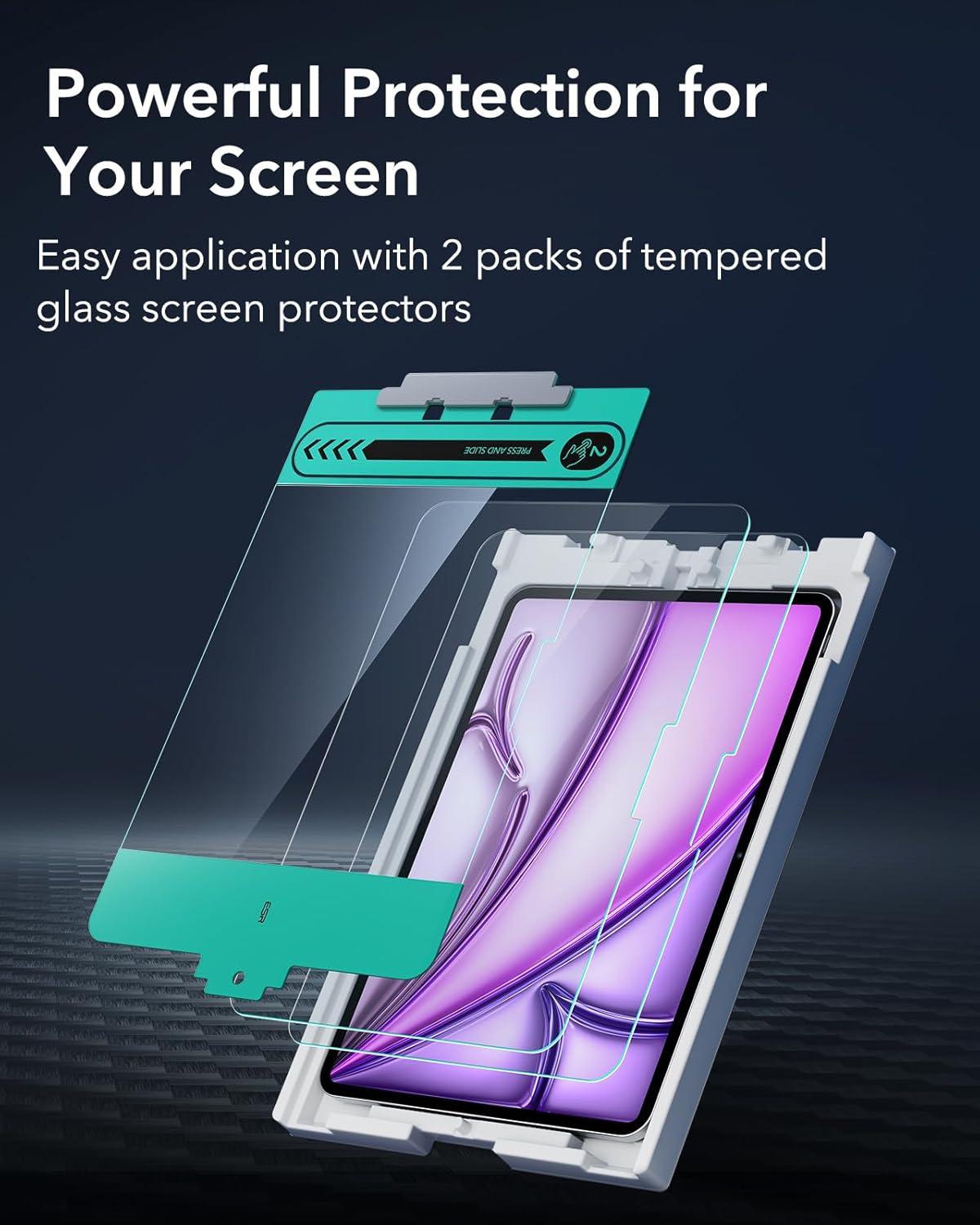 imageESR 2 Pack Screen Protector for iPad Pro 13 Inch M5M4 20252024 Tempered Glass Film with Easy Application Tray Scratch Resistant HD Clarity2 Pack with Flawless Fit Tray Classic