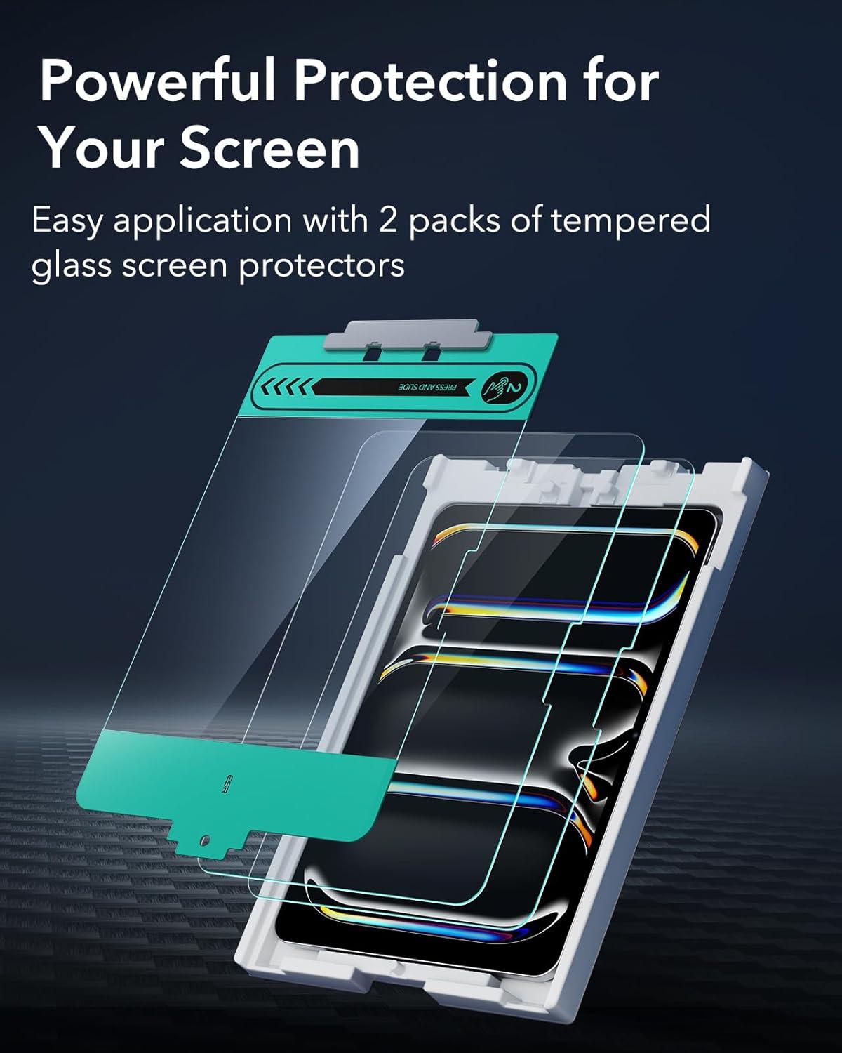 imageESR 2 Pack Screen Protector for iPad Pro 13 Inch M5M4 20252024 Tempered Glass Film with Easy Application Tray Scratch Resistant HD Clarity2 Pack with Flawless Fit Tray Classic