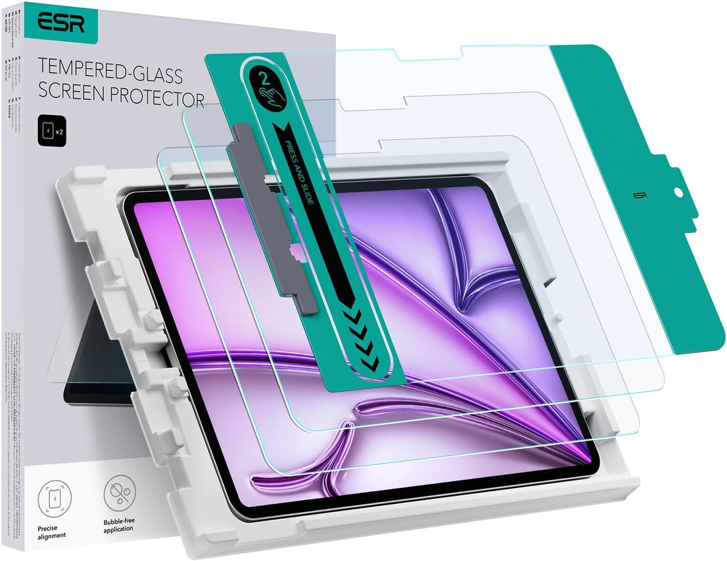 imageESR 2 Pack Screen Protector for iPad Pro 13 Inch M5M4 20252024 Tempered Glass Film with Easy Application Tray Scratch Resistant HD Clarity2 Pack with Flawless Fit Tray Classic