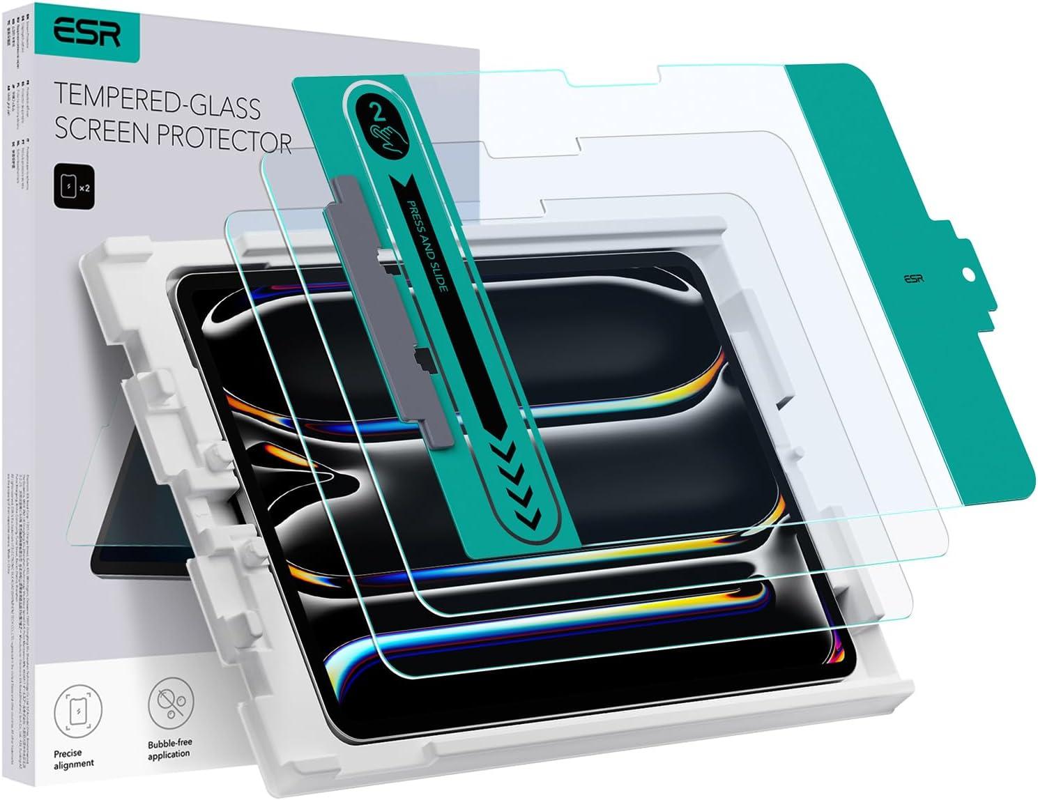 imageESR 2 Pack Screen Protector for iPad Pro 13 Inch M5M4 20252024 Tempered Glass Film with Easy Application Tray Scratch Resistant HD Clarity2 Pack with Flawless Fit Tray Classic